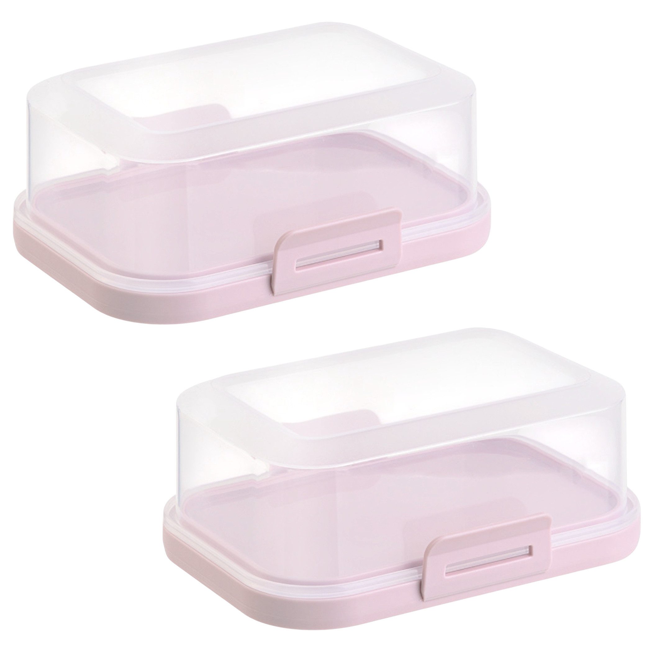 Engelland Butterdose Stapelbare Butter-/Käsedose, Kunststoff, (Vorteils-Set, 2-tlg., mit sicherem Klickverschluss), stapelbar, platzsparend, Ordnung im Kühlschrank, BPA-Frei, Mehrzweck