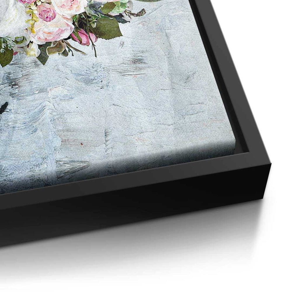 DOTCOMCANVAS® Leinwandbild, Flowers - Lips - Pop Leinwandbild - Premium Art Rahmen modernes Wandbild goldener &