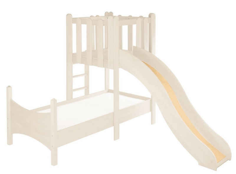 BioKinder - Das gesunde Kinderzimmer Kinderbett Noah, 90x200 cm mit Spielturm und Rutsche