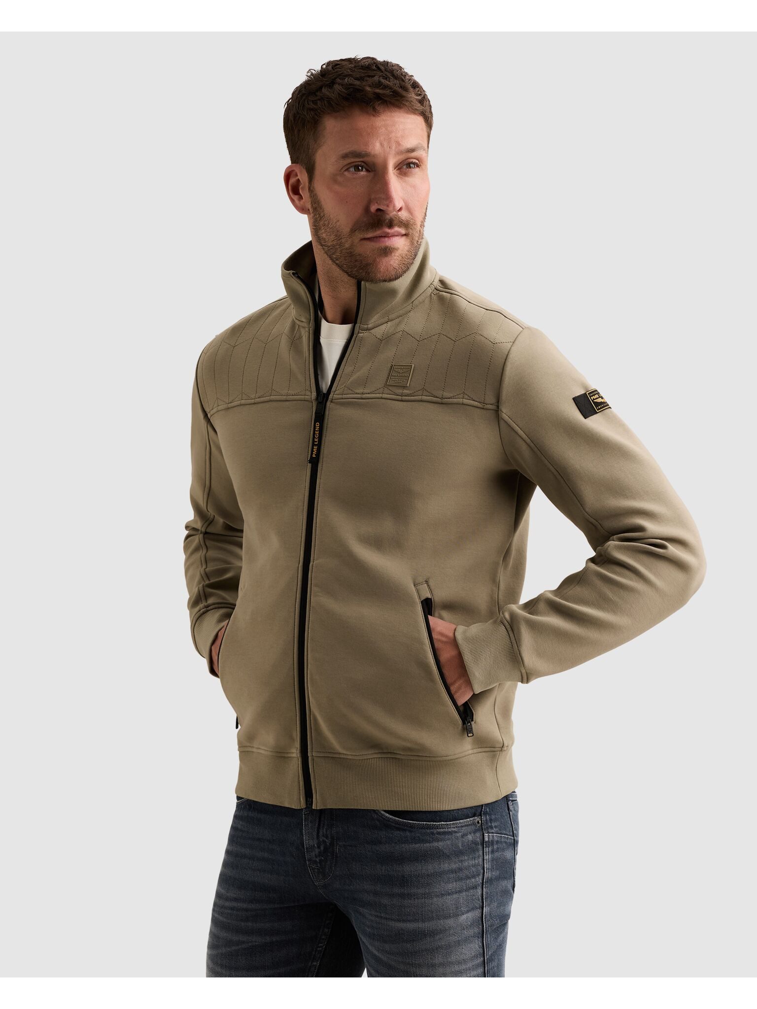 PME LEGEND Sweatjacke Seitliche Reißverschlusstaschen, vordere Passe mit dezenten Ziernähten