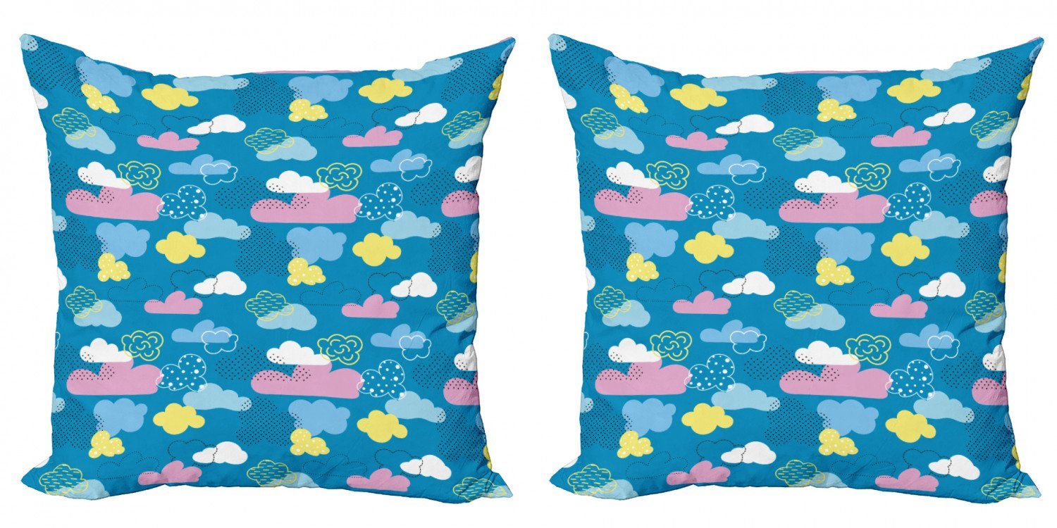 Kissenbezüge Modern Accent Doppelseitiger Digitaldruck, Abakuhaus (2 Stück), Karikatur Nursery Stil Wolken Punkte