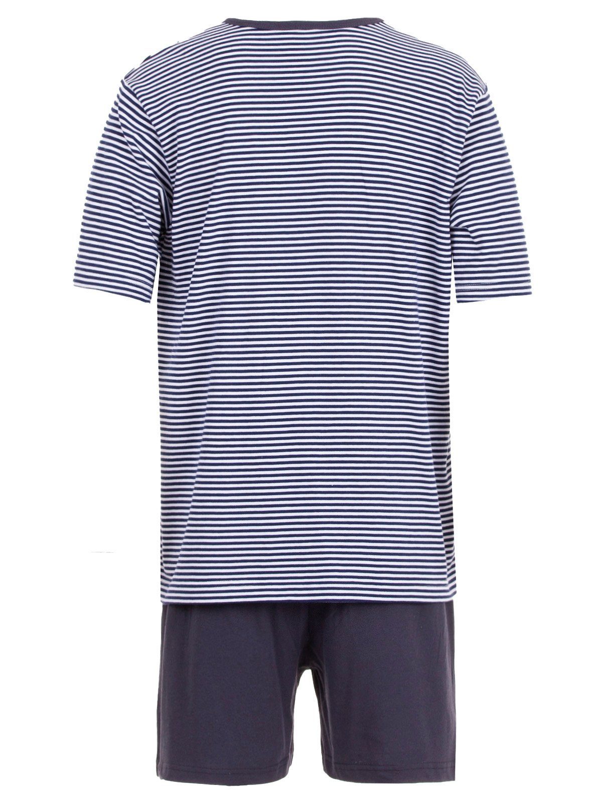 navy Henry Pyjama Schlafanzug - Set V-Neck Terre Shorty