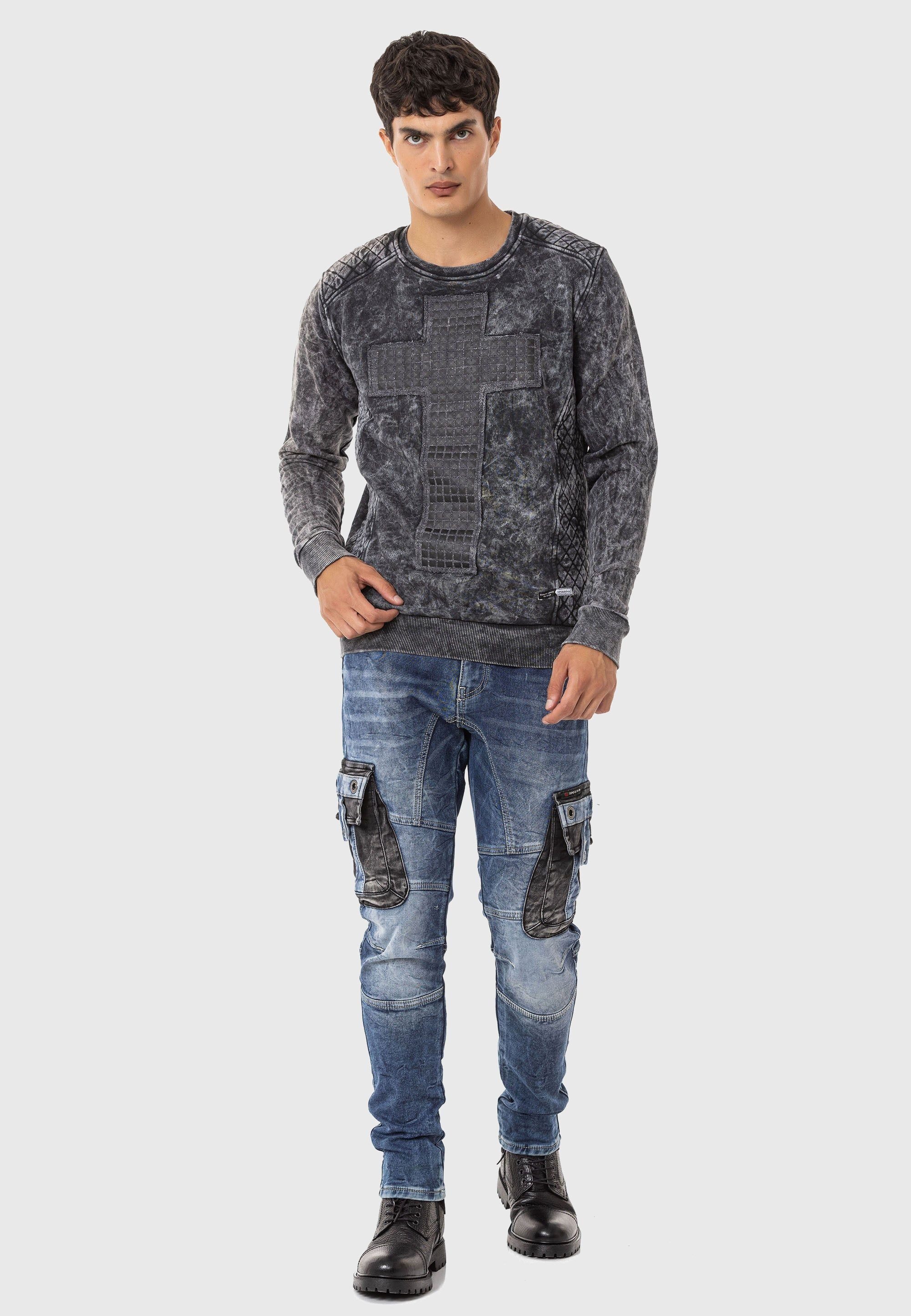 Cipo & Baxx Rundhalspullover Pullover (1-tlg) mit modischem Muster