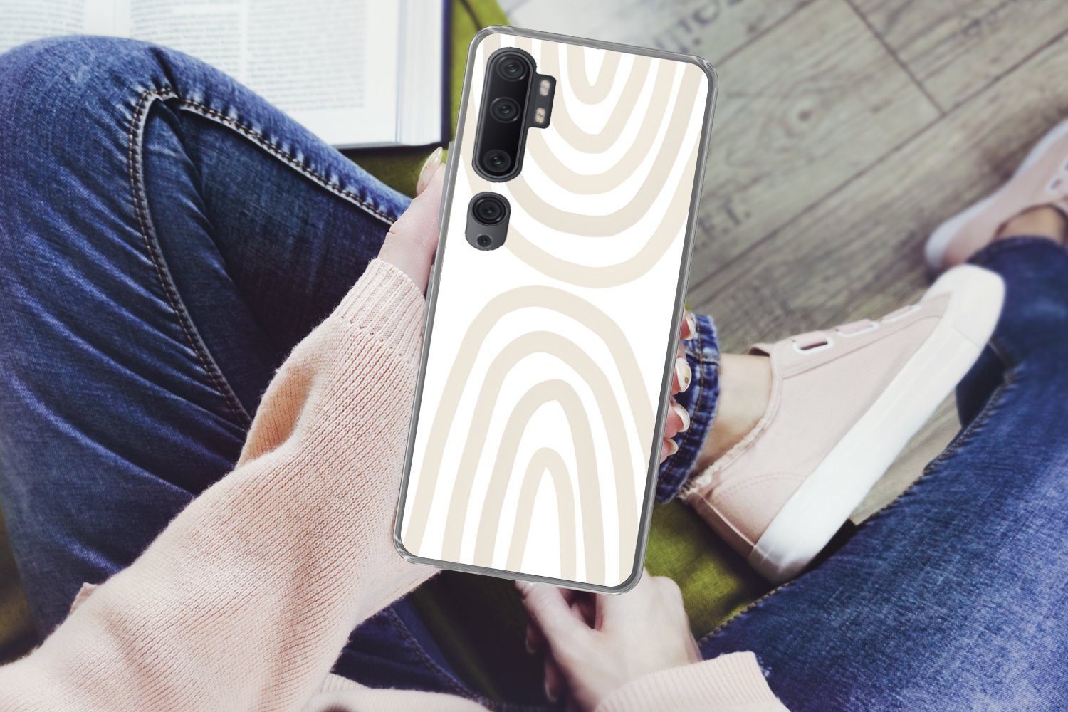 MuchoWow Handyhülle für Xiaomi Mi Note 10 Regenbogen - Pastell - Design - Abstrakt