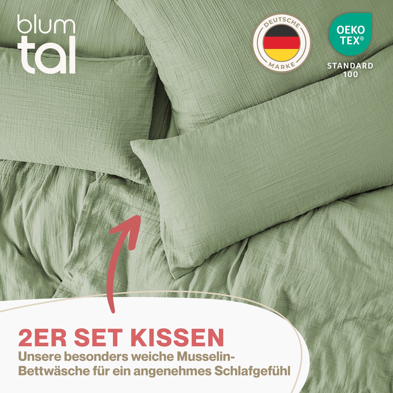 Blumtal Kissenbezug Musselin Kissenbezug - Oeko-TEX zertifiziertes Musselin günstig online kaufen