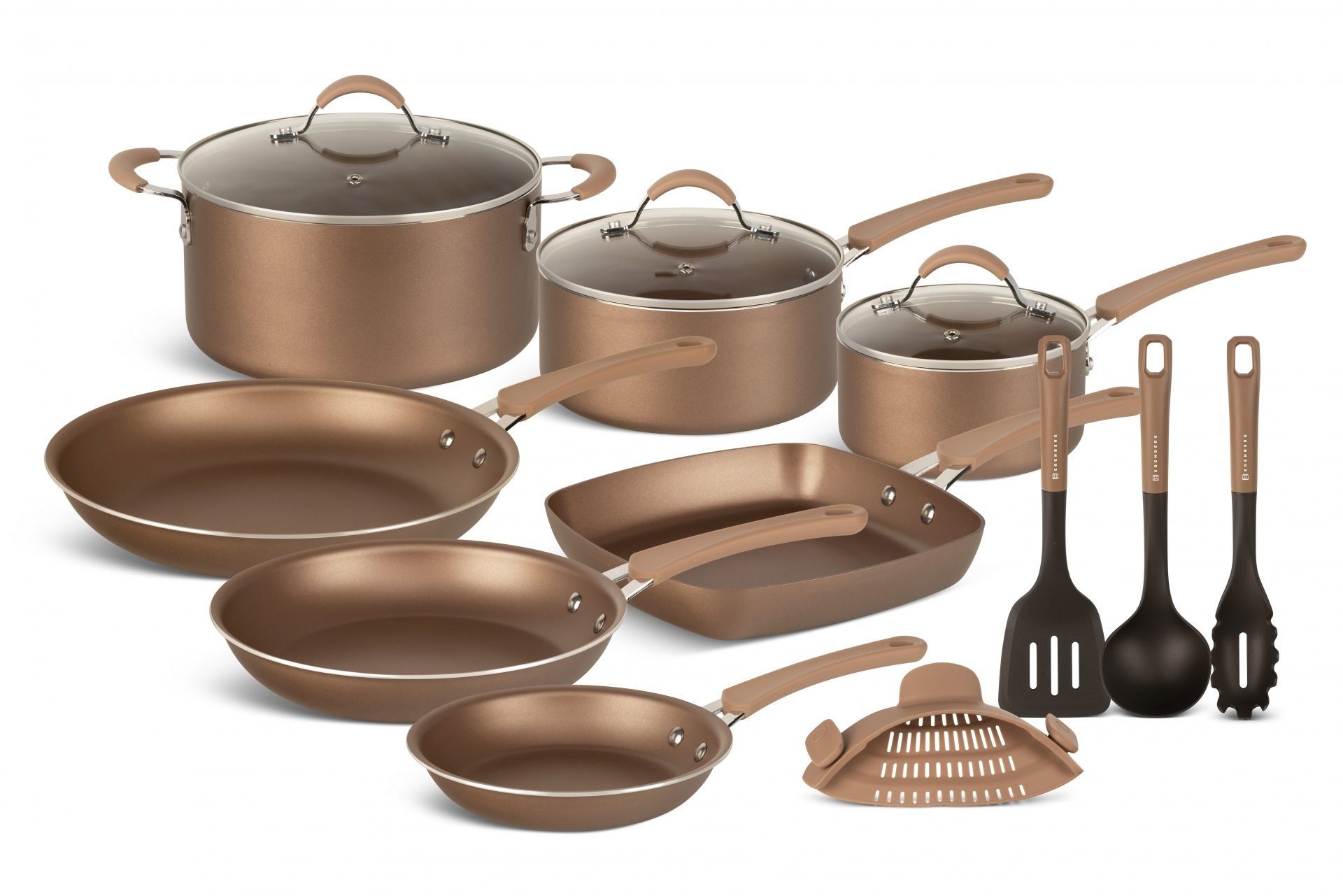 Geschenkidee) ideale Exklusives Kasserolle Zeitloses (20-tlg., Design Topfsets. Topf-Set Backutensilien, Edenberg des GoldTopfset Keramik Aluminium, Küchenutensilien Eine