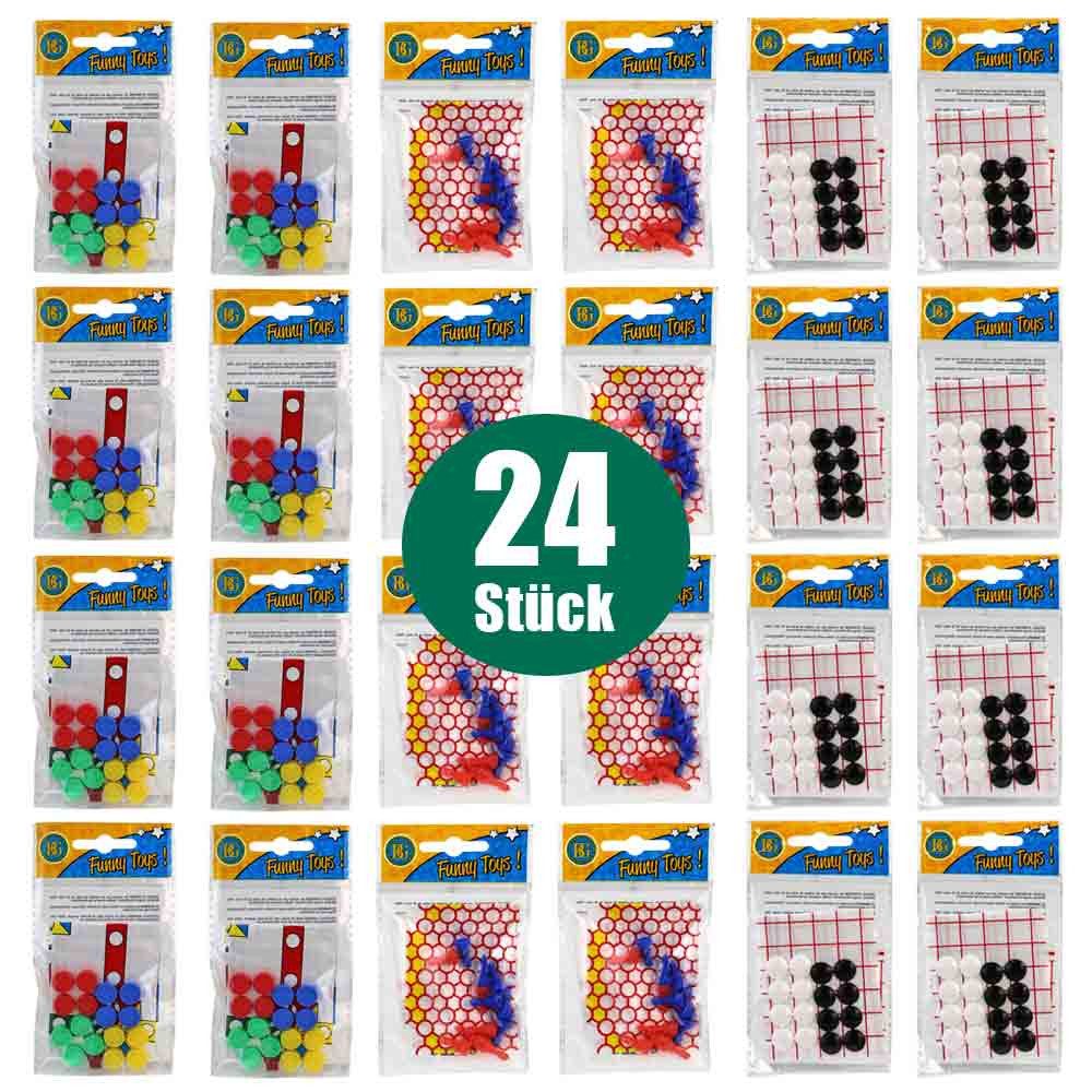 B&G INTERNATIONAL Spiel 24 Stück Bekannte Spieleklassiker als Mini Reisespiele