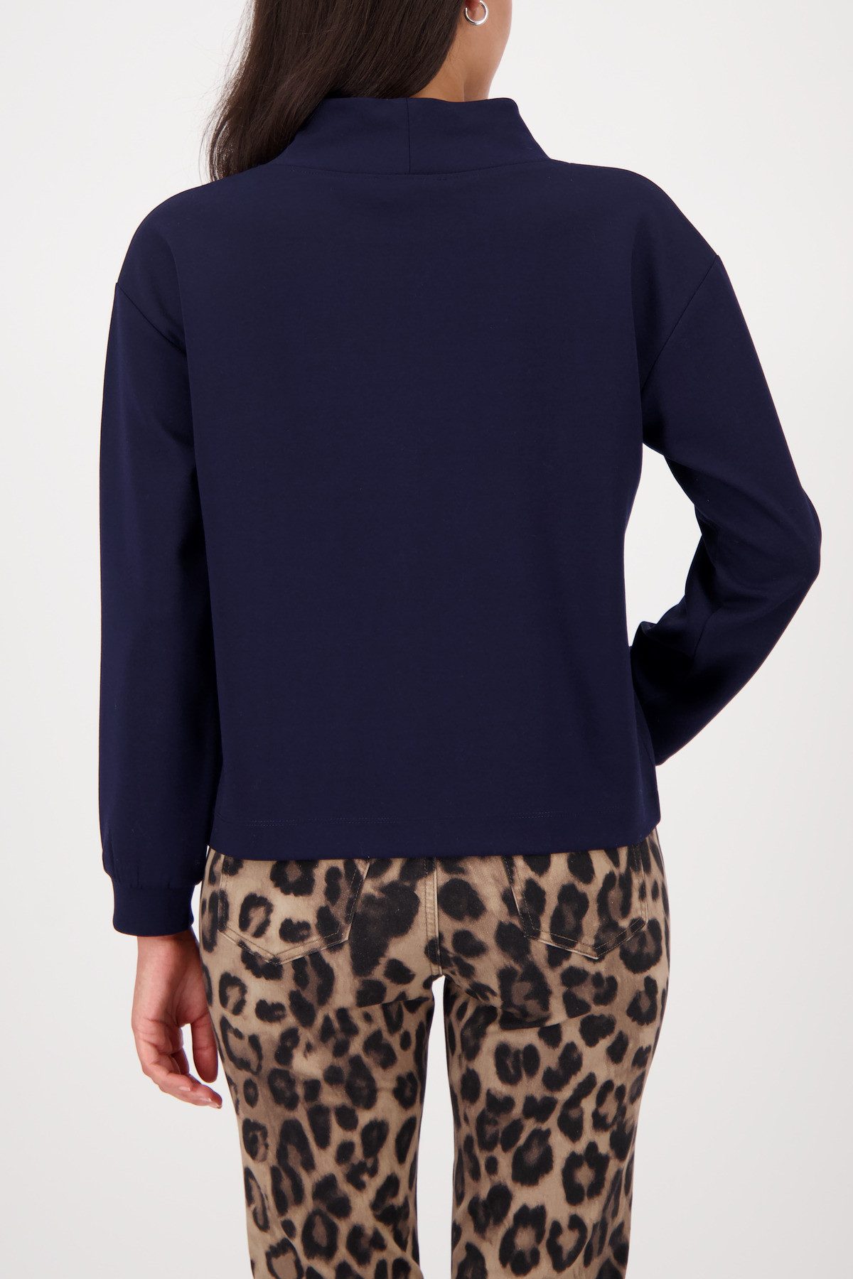 Monari Sweatshirt Sweatshirt Schmuckdetail Stehkragen mit Bindeband, Logo a günstig online kaufen