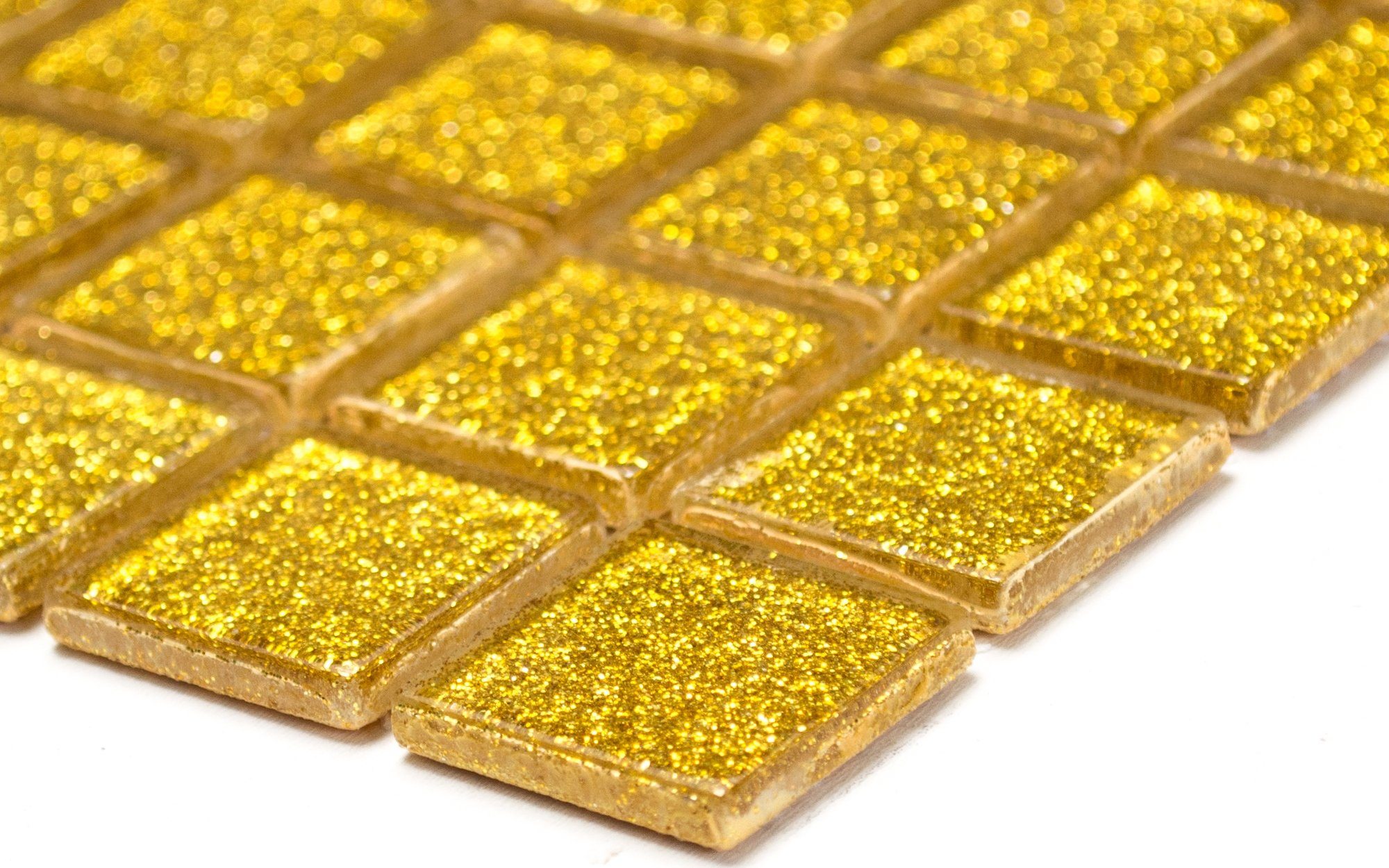 Mosani Mosaikfliesen Matten Glasmosaik 10 / Mosaikfliesen gold glänzend Crystal