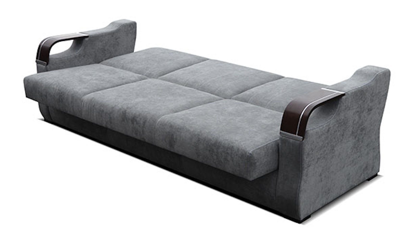 Polstergarnitur Feldmann-Wohnen 2 grau & Schlaffunktion und Bergamo, Sofa wählbar Farbe Sessel Bettkasten 3-teilig