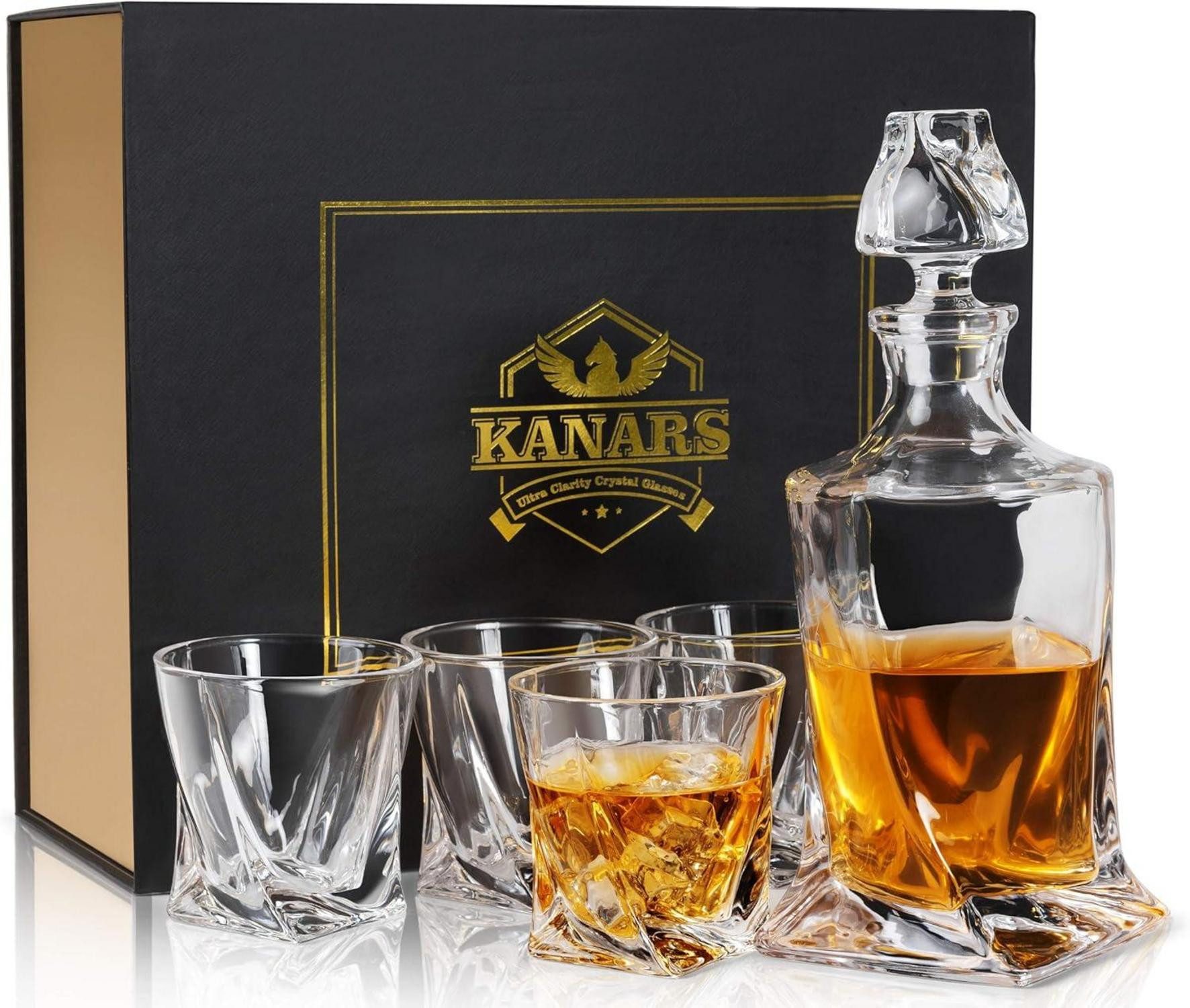 Whiskyglas Whisky Karaffe und Gläser Set 800 ml Kristall Whiskey Dekanter