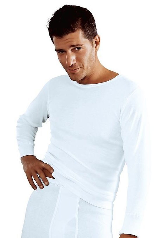 Langarmshirt schlichtes (2-St) in Clipper Unterhemd Feinripp, - Unterziehshirt Basic,