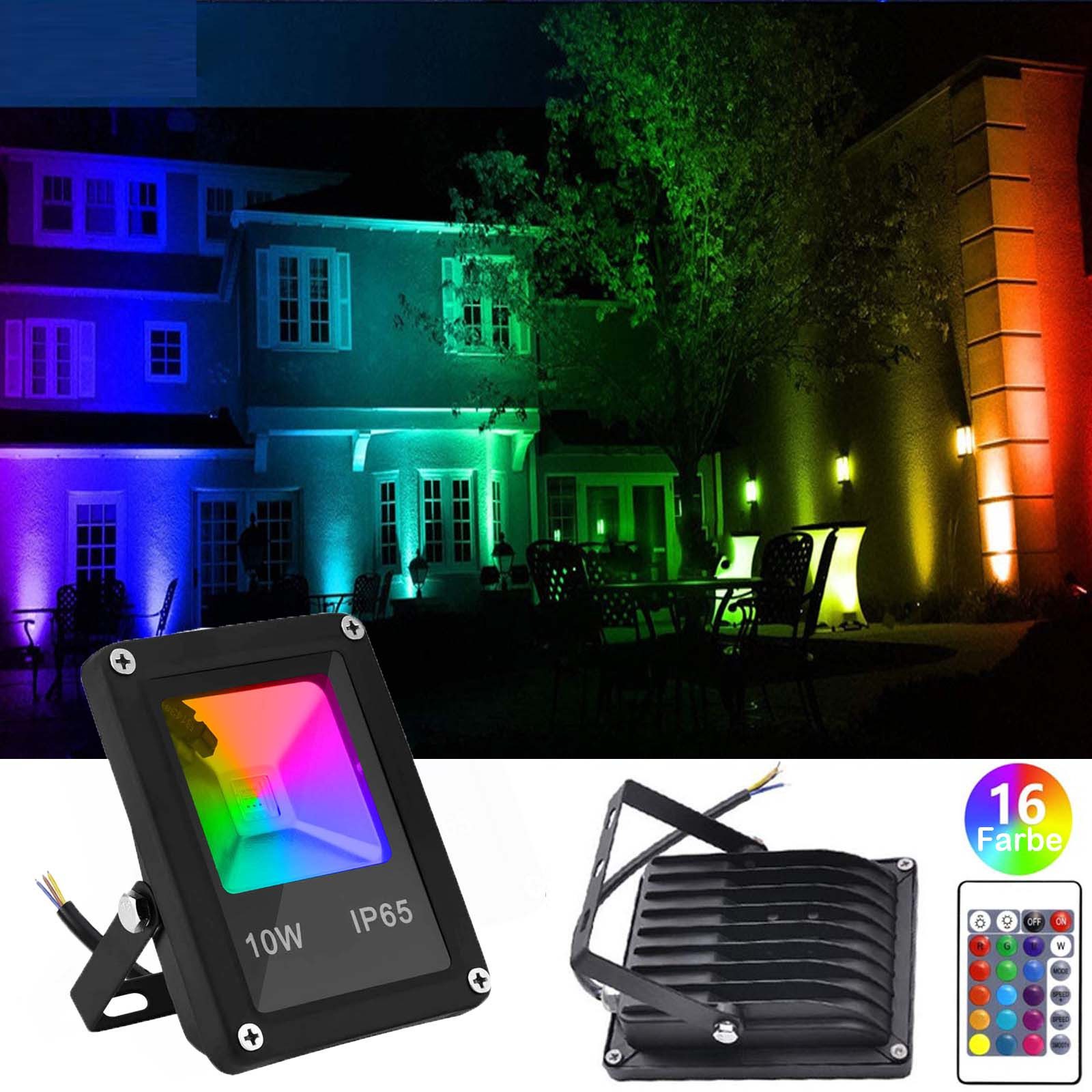 Jibenhome Flutlichtstrahler LED Flutlicht 10W RGB, IP65, 4 Modi Flutlichtst günstig online kaufen