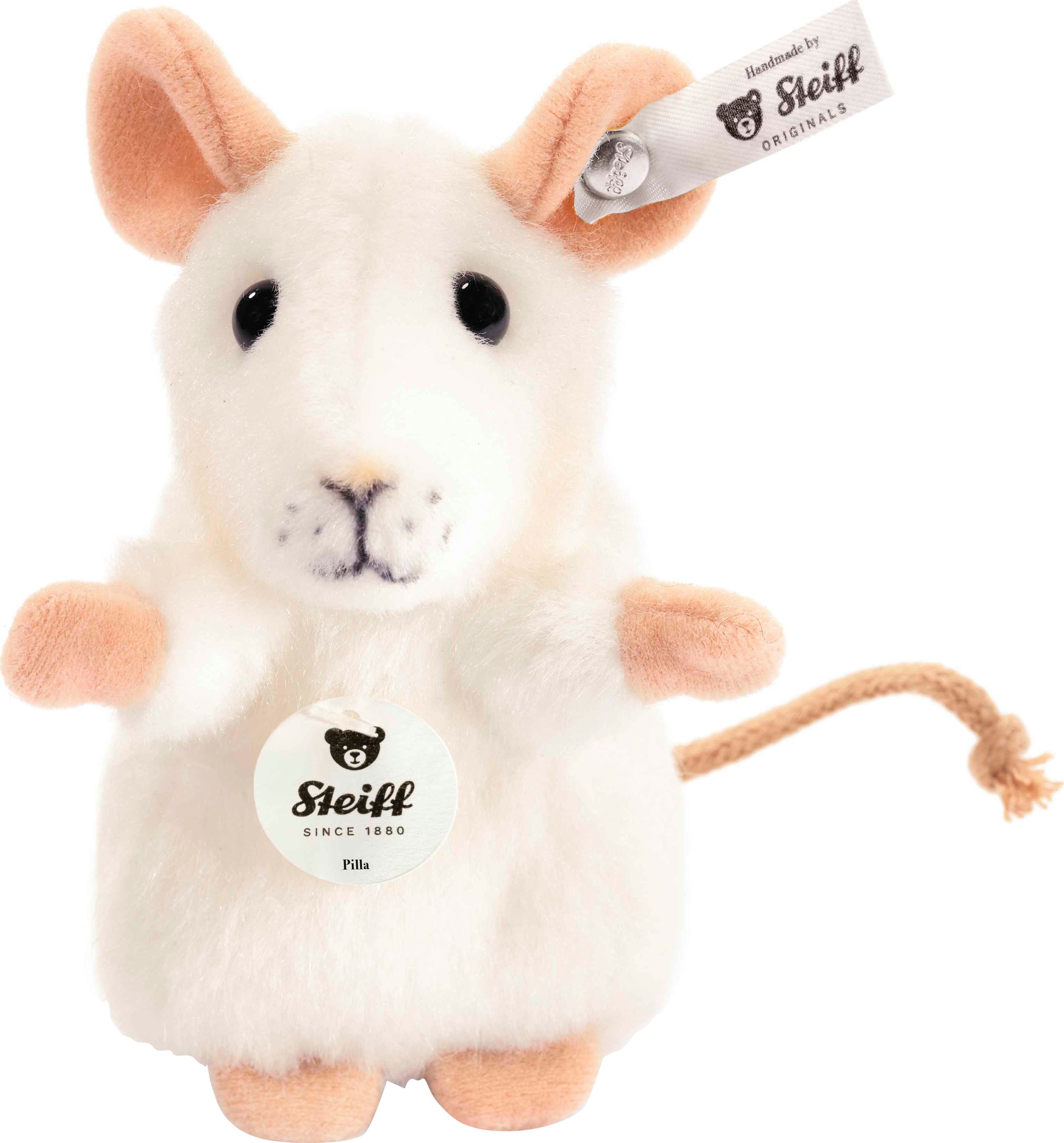 Steiff Kuscheltier Pilla Maus weiß, 10 cm