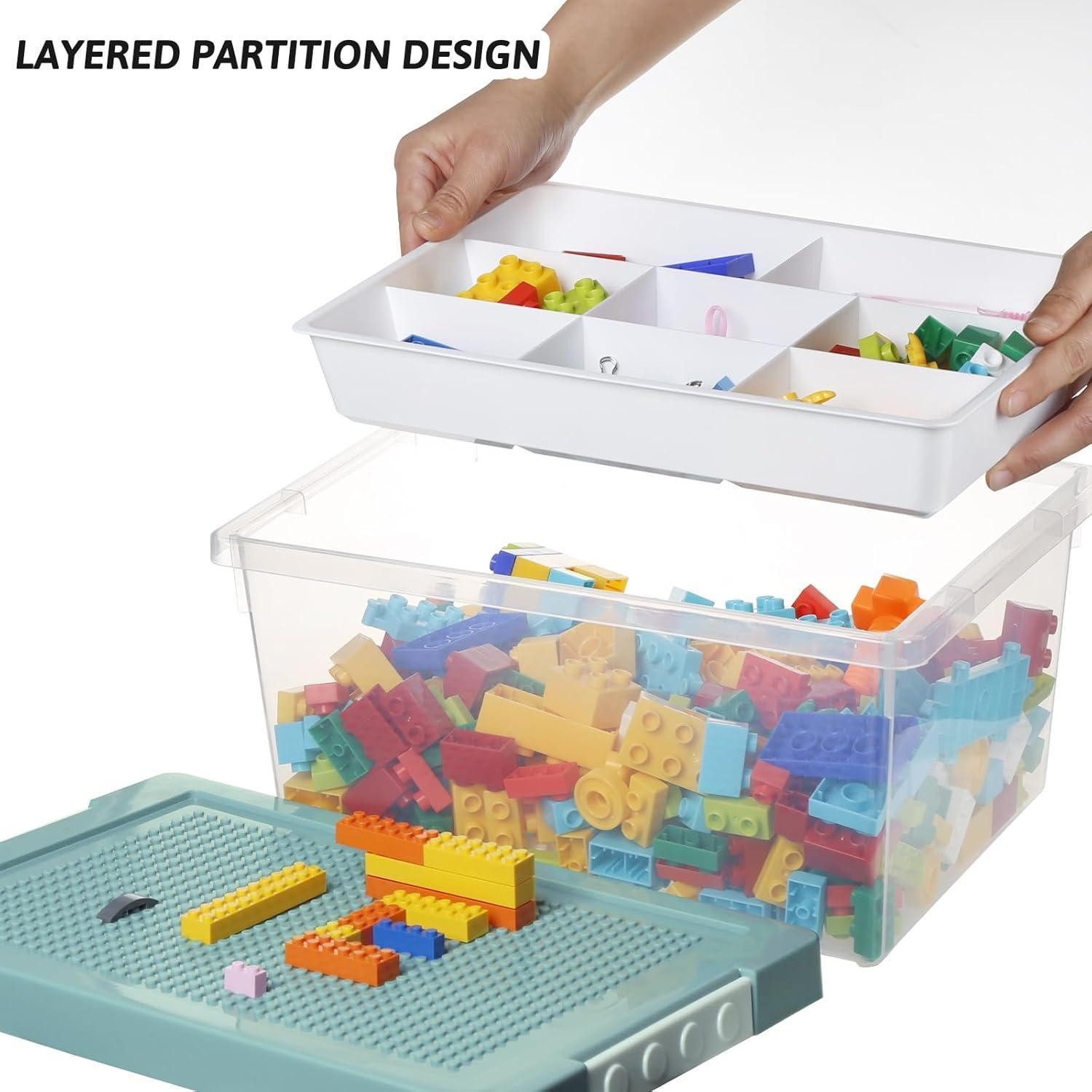 Luxury Collection Toy Chest Storage Box Toy Lid Removable Tray PP Blue