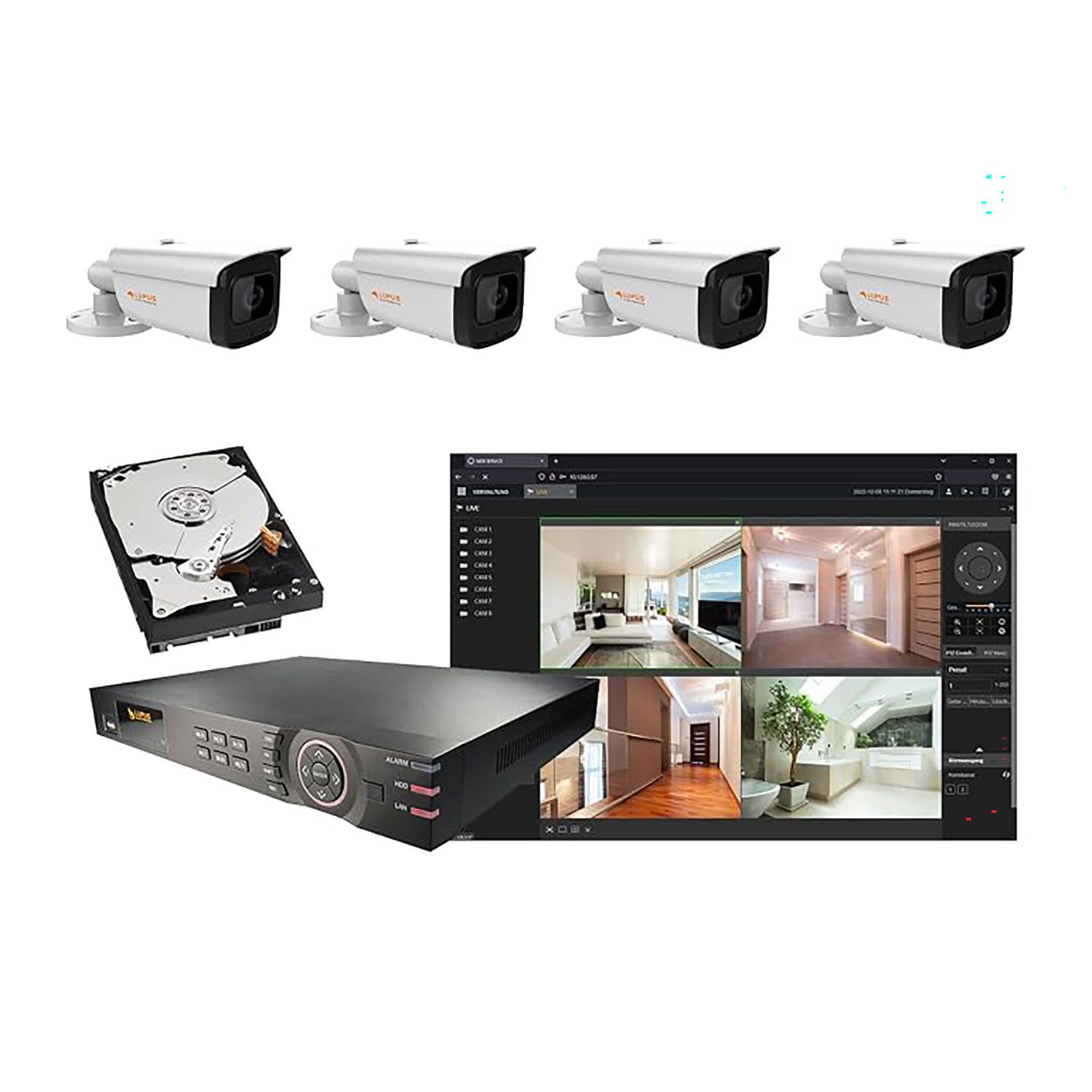 LUPUS ELECTRONICS Smart Home Kamera Videoüberwachungs-Set (Außen, 5-tlg., Elektrisches Motorzoom-Objektiv)