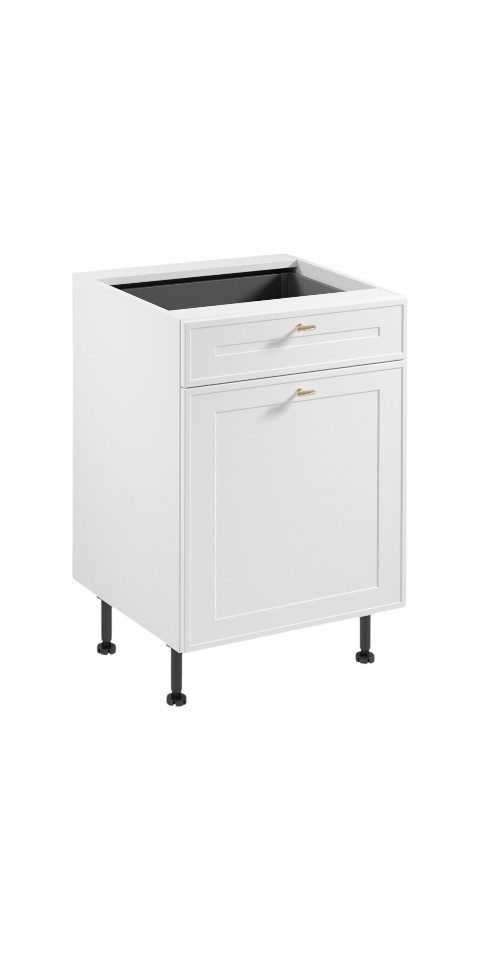 ROYAL24_MARKT Unterschrank - Stilvoller Unterschrank für Ihre Küche. (Küche Unterschrank, 1-St., Premium - Sorento Weiß - D60S1 P/L AX) Edles Material - Zeitlos - Elegant.