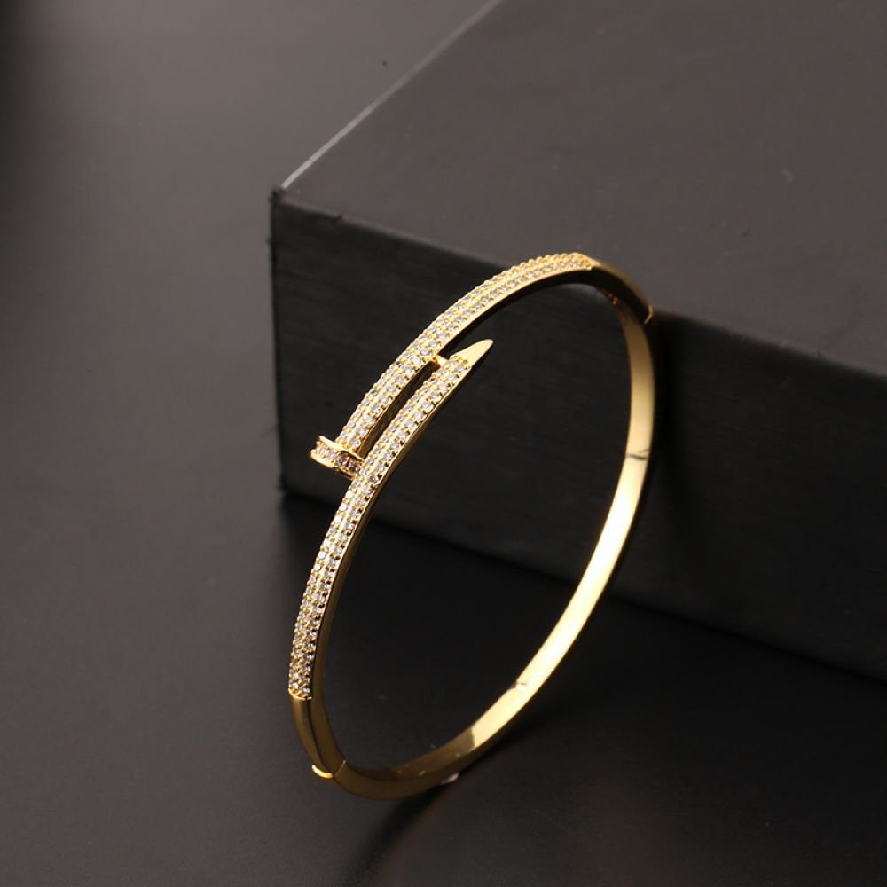 Zirkonia Armband Gold Armband, Armkette bracelet, Non-tarnish Plated POCHUMIDUU Spike-Armband, offenes Bangle