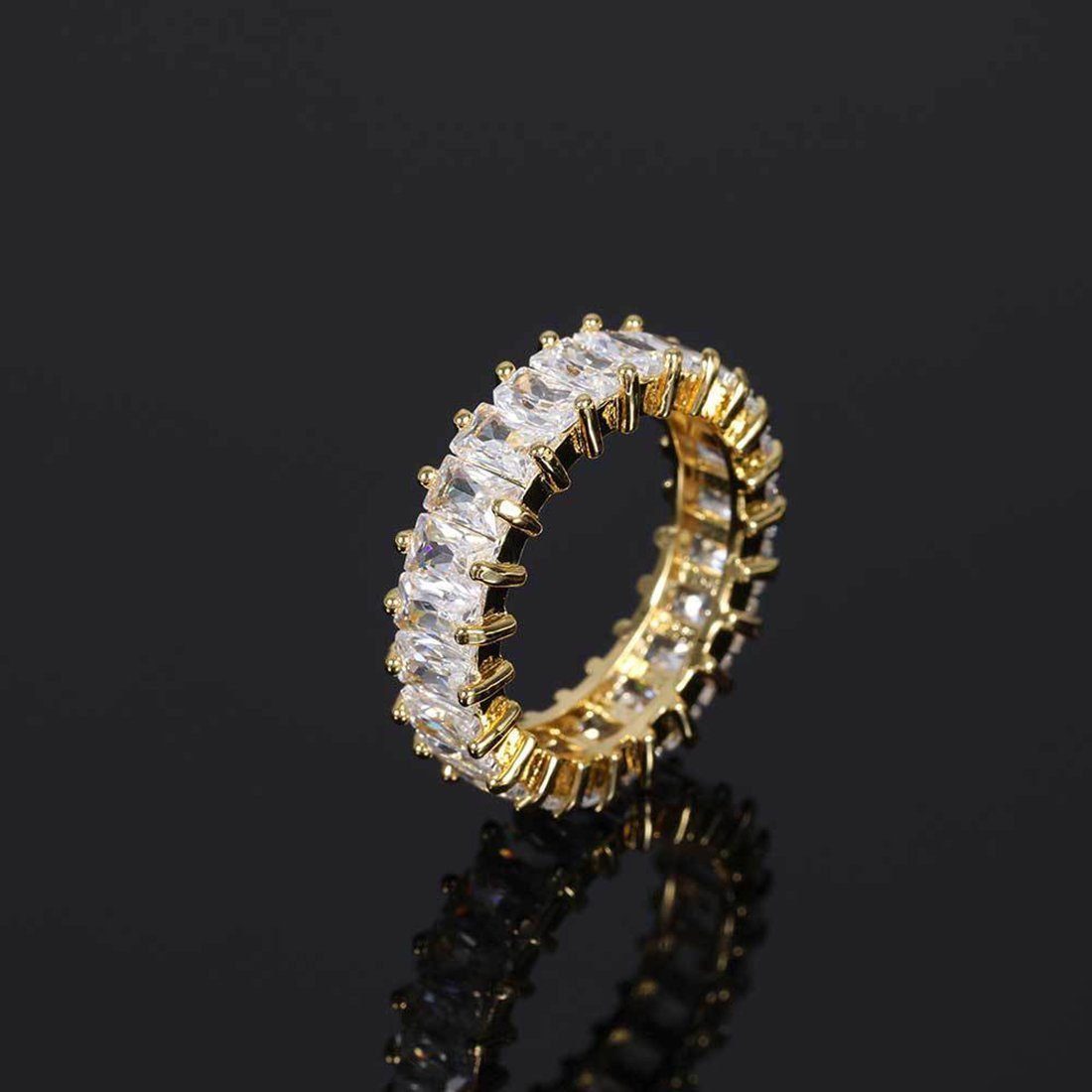 Frauen stapelbar Goldring Ovaler überzogene für Ringe, Ring Haiaveng , 6mm Zirkonia Kubischer Gold Eternity Ringe Liebesring,