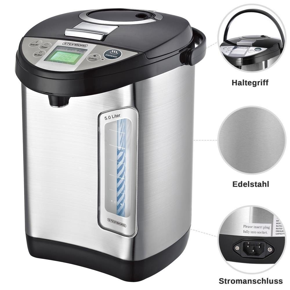 STEINBORG Heißwasserspender SB-2015, 5 l, 680 W, Heißwasserspender, Edelstahl, Warmhaltefunktion