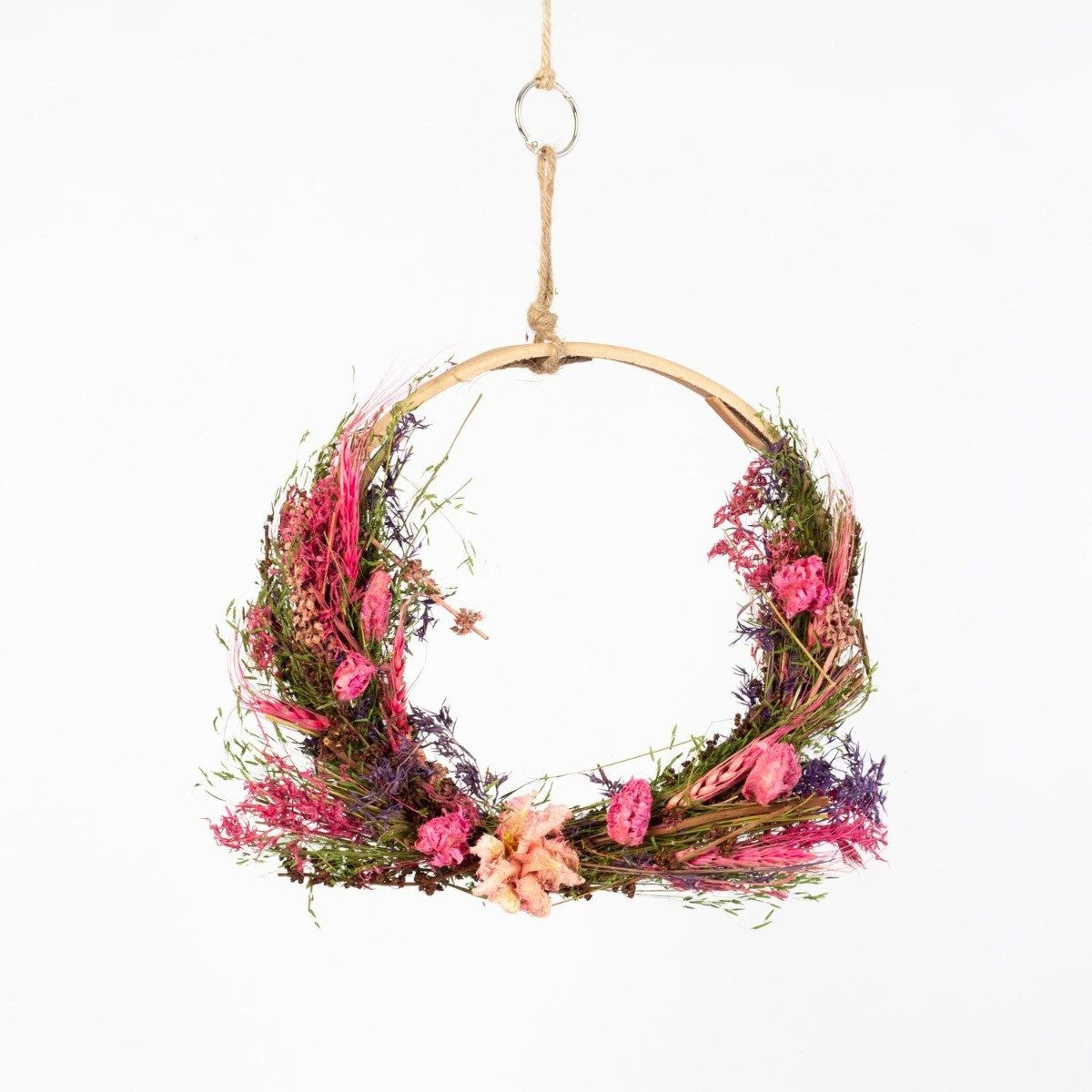Trockenblume Trockenblumenkranz GALENO auf Ring, Hellrosa-pink, 36,5 cm, Ø30 cm, artplants, Höhe 36.5 cm
