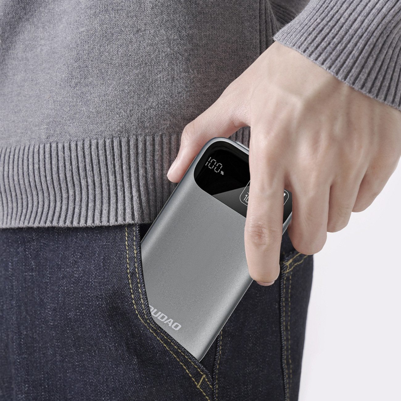 Dudao K31 Powerbank 10000 mAh, Powerbank mit 70 cm Kabel und LED-Display
