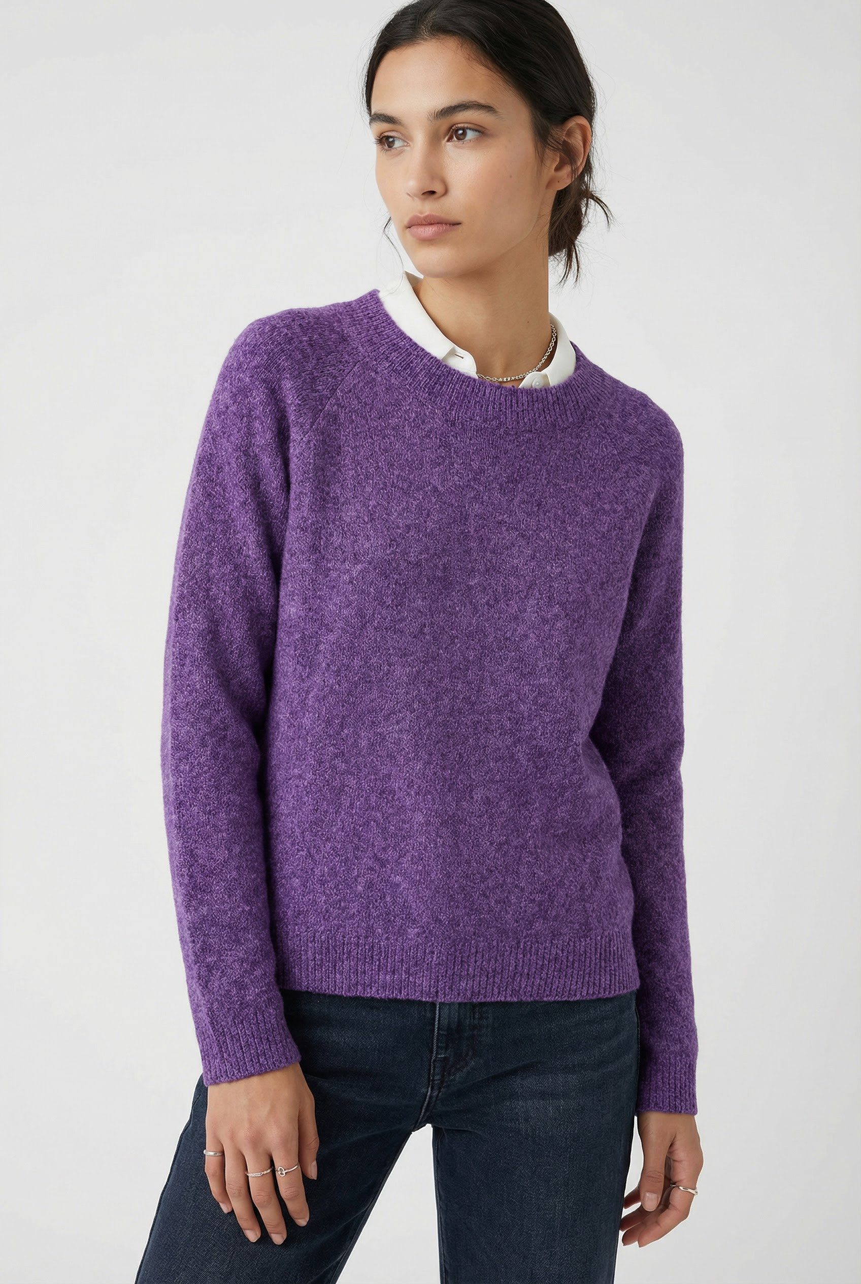 Vero Moda Rundhalspullover VMDOFFY LS O-NECK BLOUSE GA NOOS Materialmix, regular fit