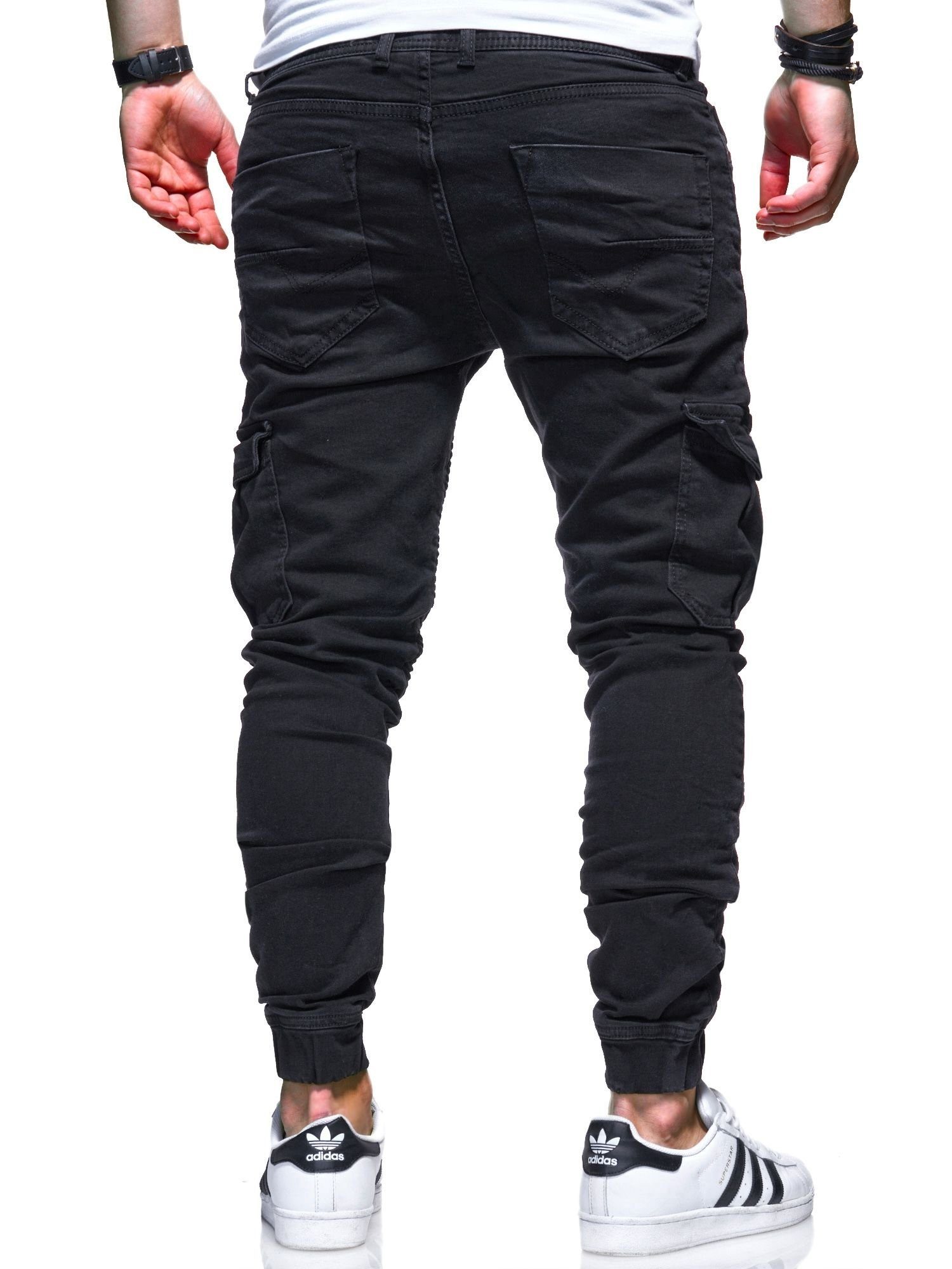 mit schwarz behype BILLY Taschen praktischen Slim-fit-Jeans