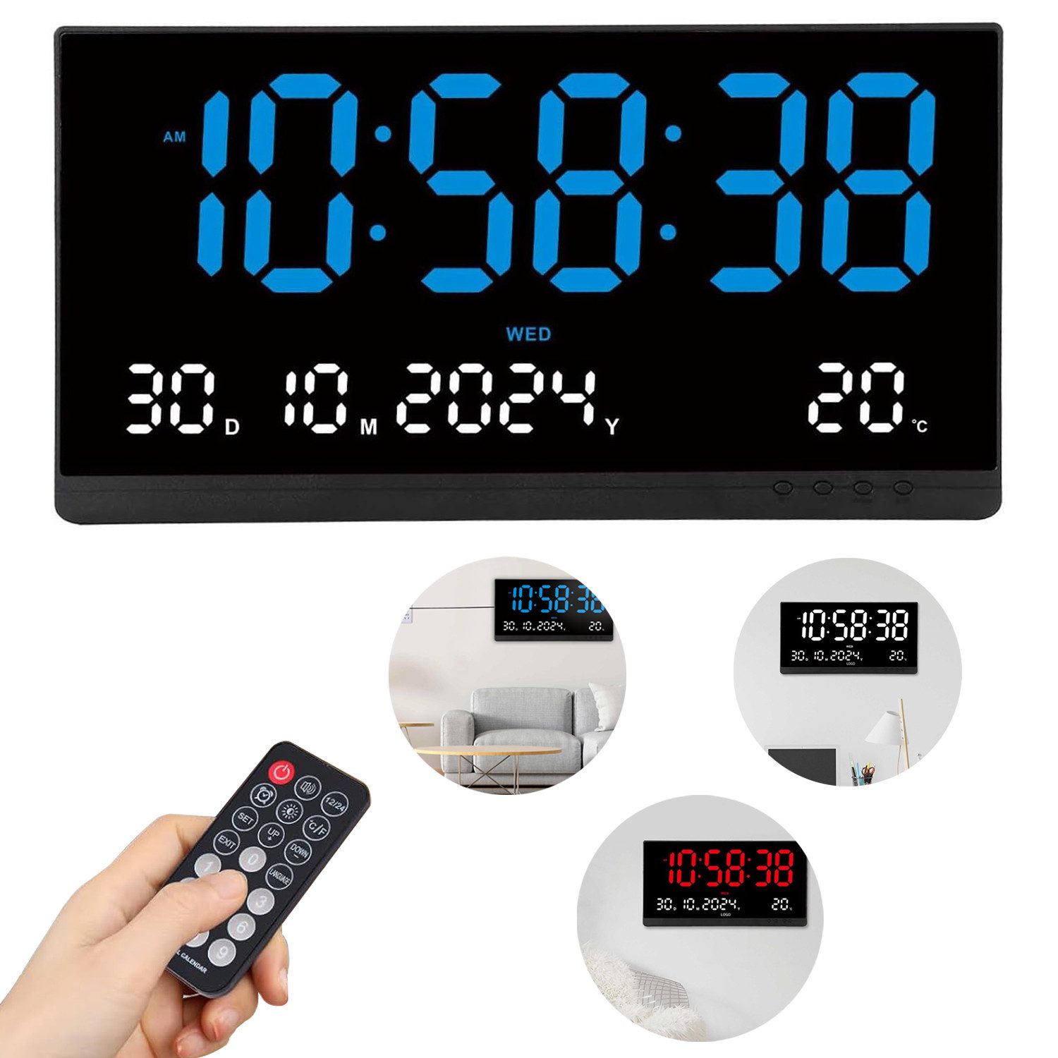 OKWISH Wanduhr 15,5 Zoll LED Digitale günstig online kaufen