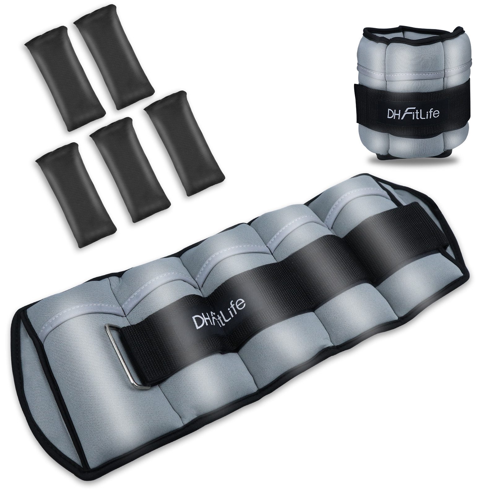 DH FitLife Gewichtsmanschette Fußgelenk Gewichtsmanschetten, 2 Variationen: 2 * 2,5kg und 2 * 4,5kg, (Set, verstellbare Gewichte für Beine, Knöchelgewichte für Männer & Frauen), ideal für Krafttraining & Ausdauertraining, Ankle Weights für Fitness