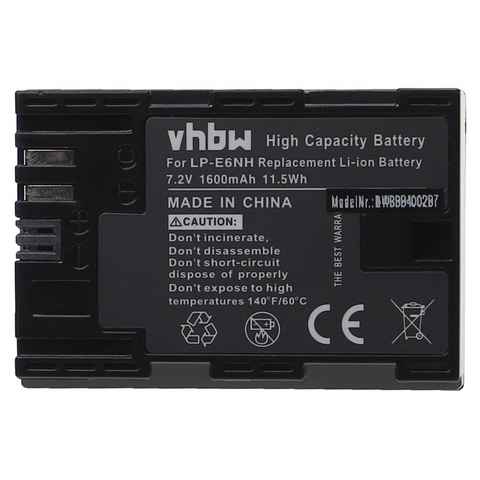 vhbw kompatibel mit Blackmagic Micro Studio Camera 4K, Pocket Cinema 4K, Kamera-Akku Li-Ion 1600 mAh (7,2 V)