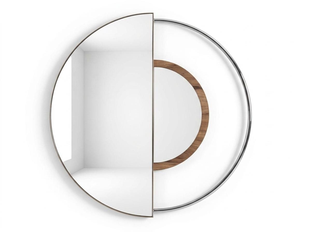 JVmoebel Spiegel Moderner Wandspiegel Silber Glas Rund Großer Flurspiegel Badspiegel (1-St., 1-tlg)