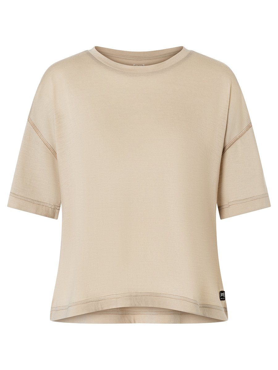 funktioneller T-Shirt SUPER.NATURAL White Merino-Materialmix Pepper TEE T-Shirt W Merino BOXY