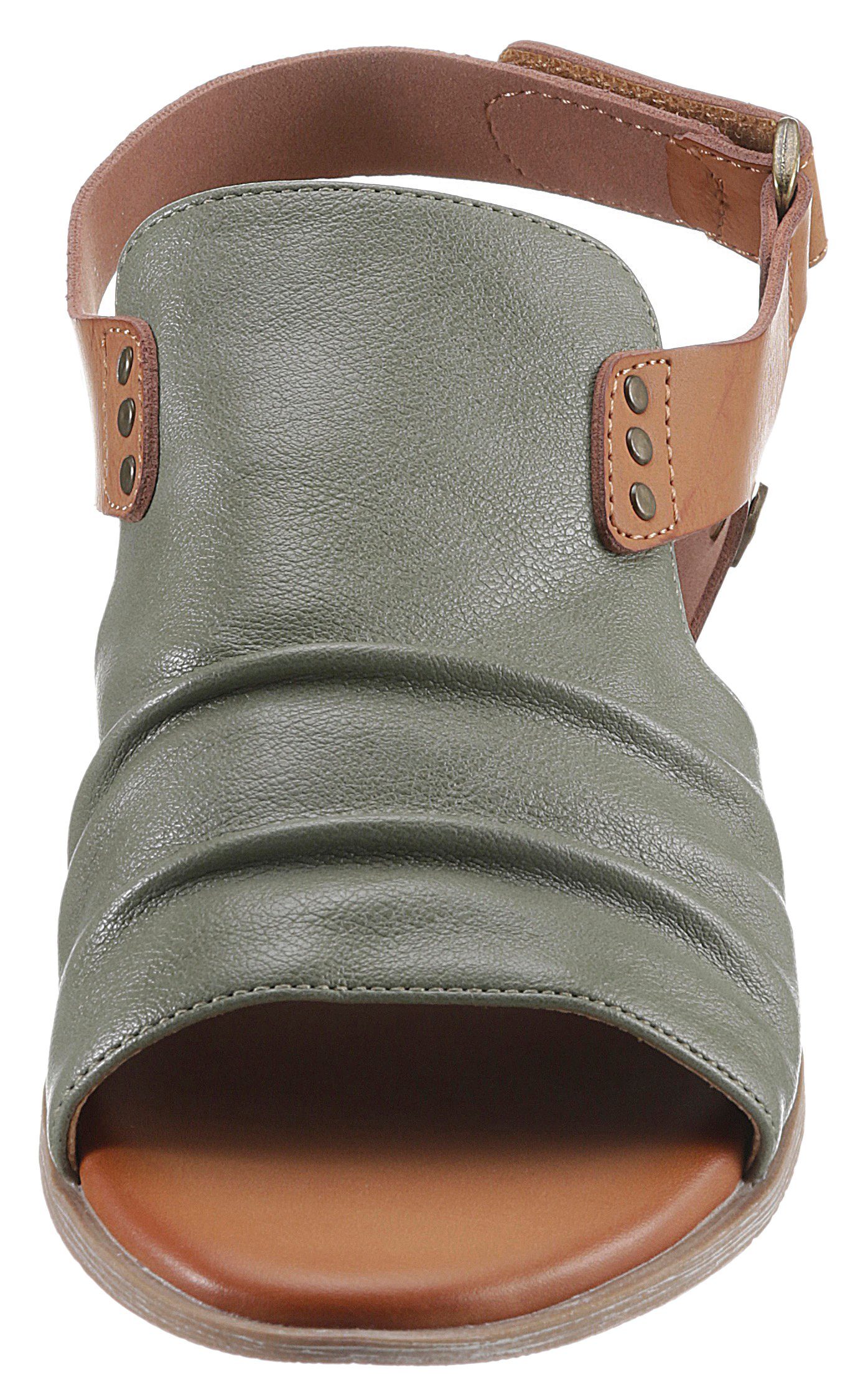 Fersenbereich Mustang Shoes mit Klettverschluss im olivgrün-braun Riemchensandale