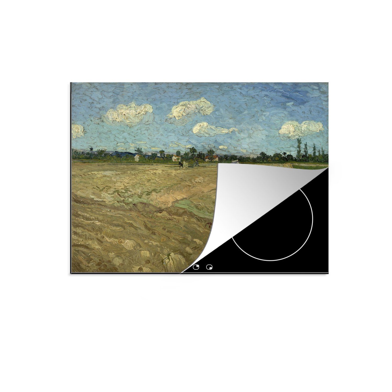 Gepflügte van küche, Gogh, Schutz tlg), Ceranfeldabdeckung Vincent Vinyl, für Herdblende-/Abdeckplatte MuchoWow Felder - cm, 71x52 (1 die Induktionskochfeld