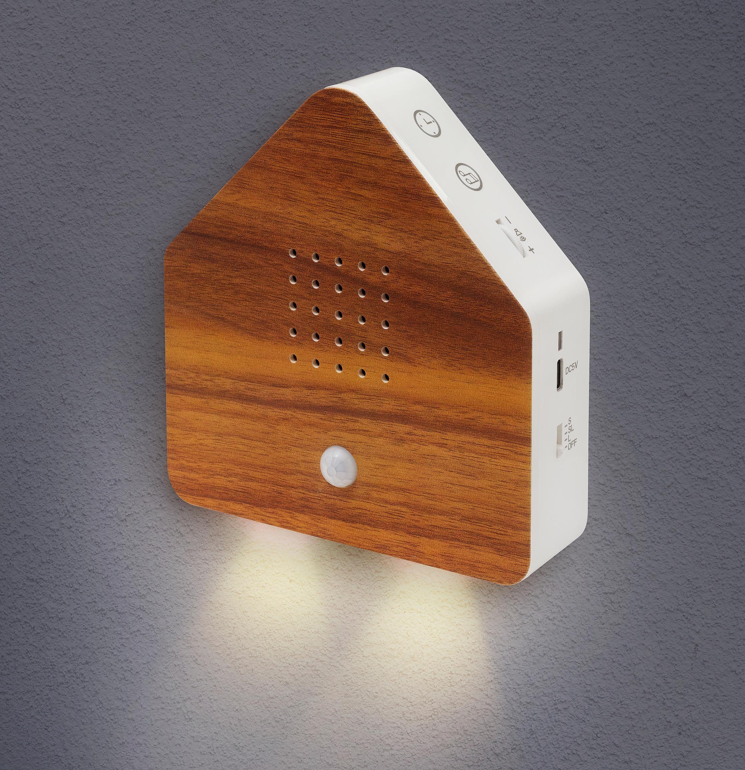 IC HomeDeco Dekoobjekt Naturgeräusche-Box mit Licht, Bewegungsmelder & Einschlaf-Funktion, 9 Melodien wie Vogelgesang, Naturgeräusche, Lagerfeuer, Bachplätschern