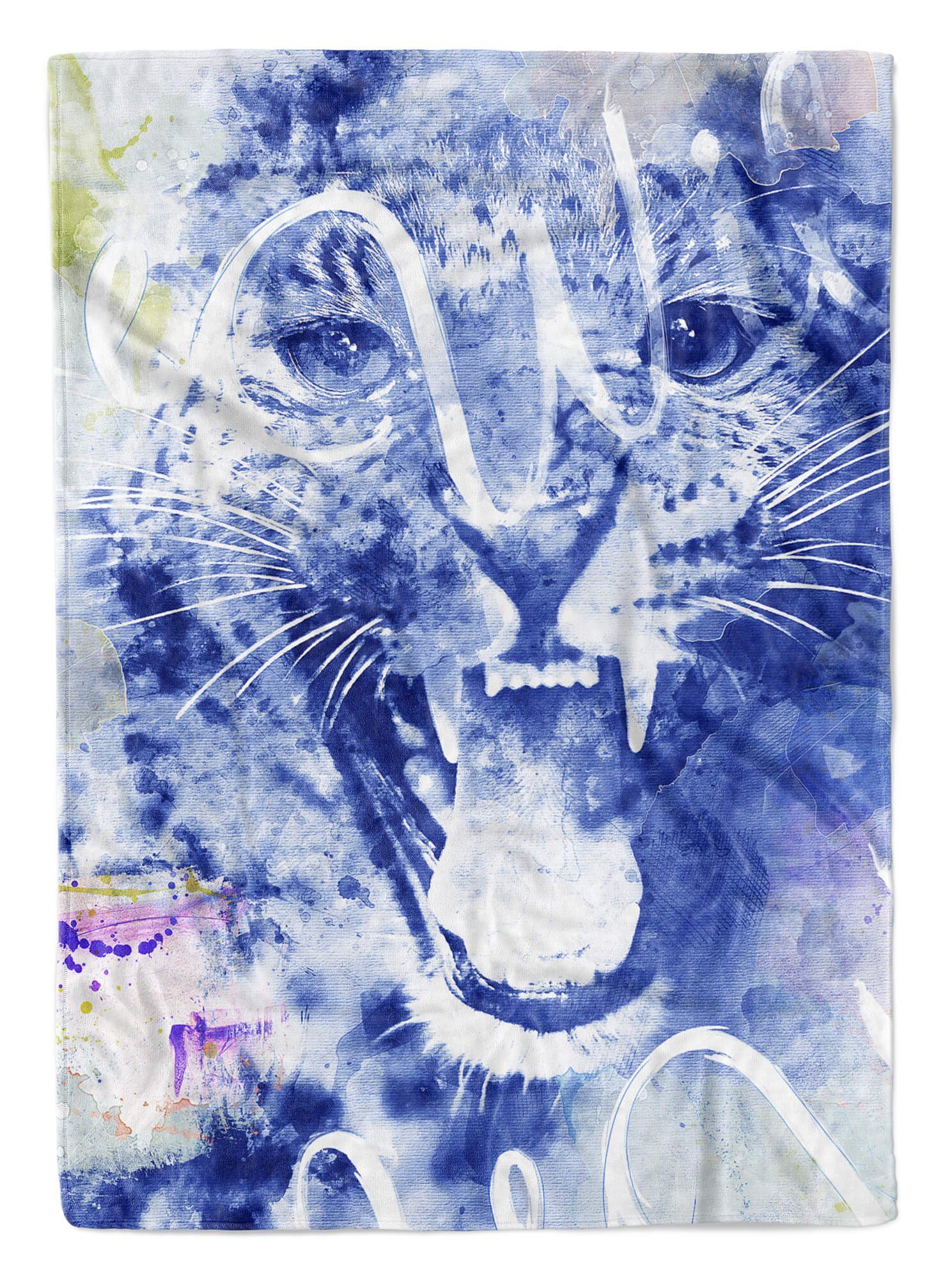 Handtuch Serie VII, Leopard SplashArt Saunatuch Kunstvoll Tier (1-St), Strandhandtuch Sinus Handtuch Baumwolle-Polyester-Mix Handtücher Kuscheldecke Art