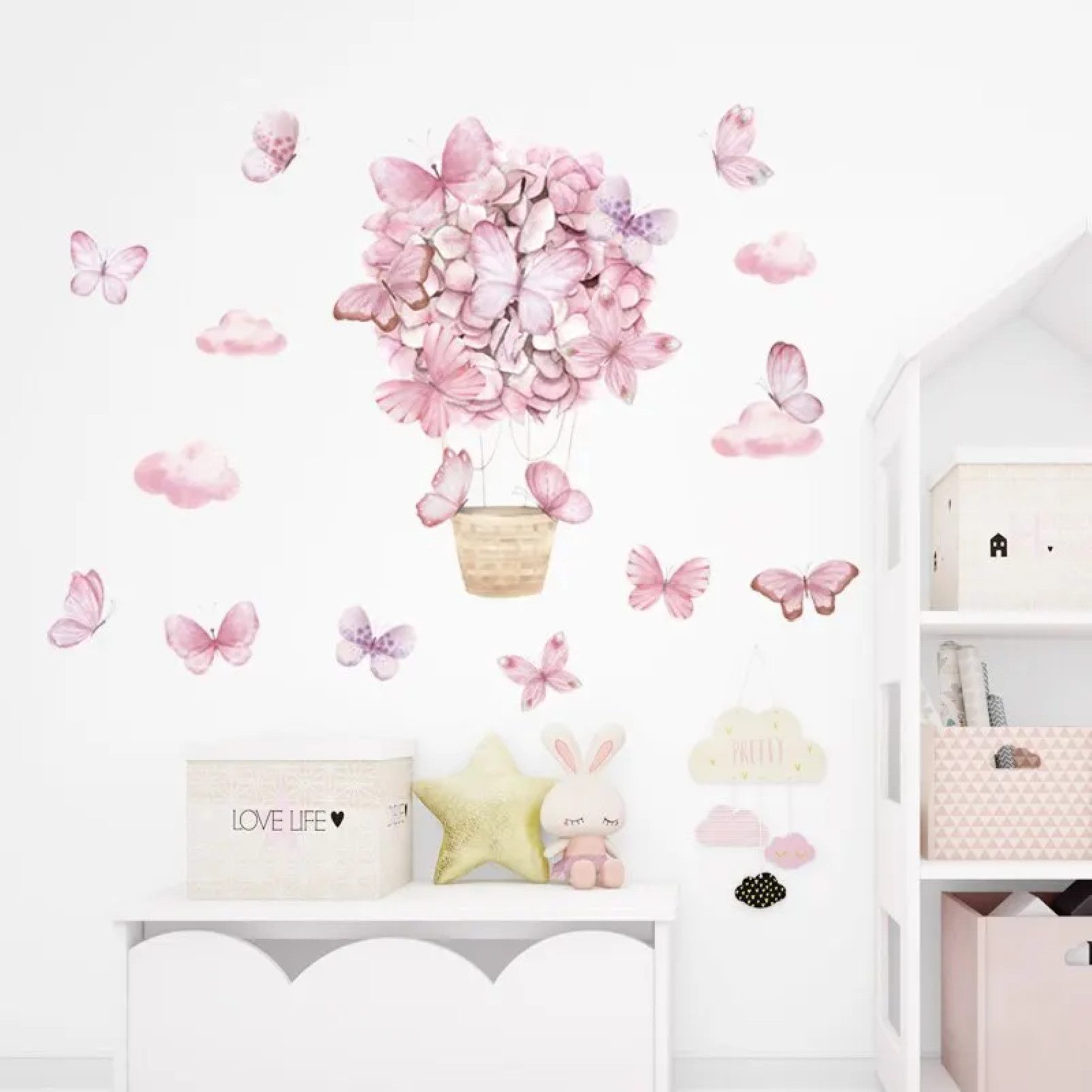 Montegoni Wandsticker Rosa Schmetterlings korb Wandaufkleber günstig online kaufen
