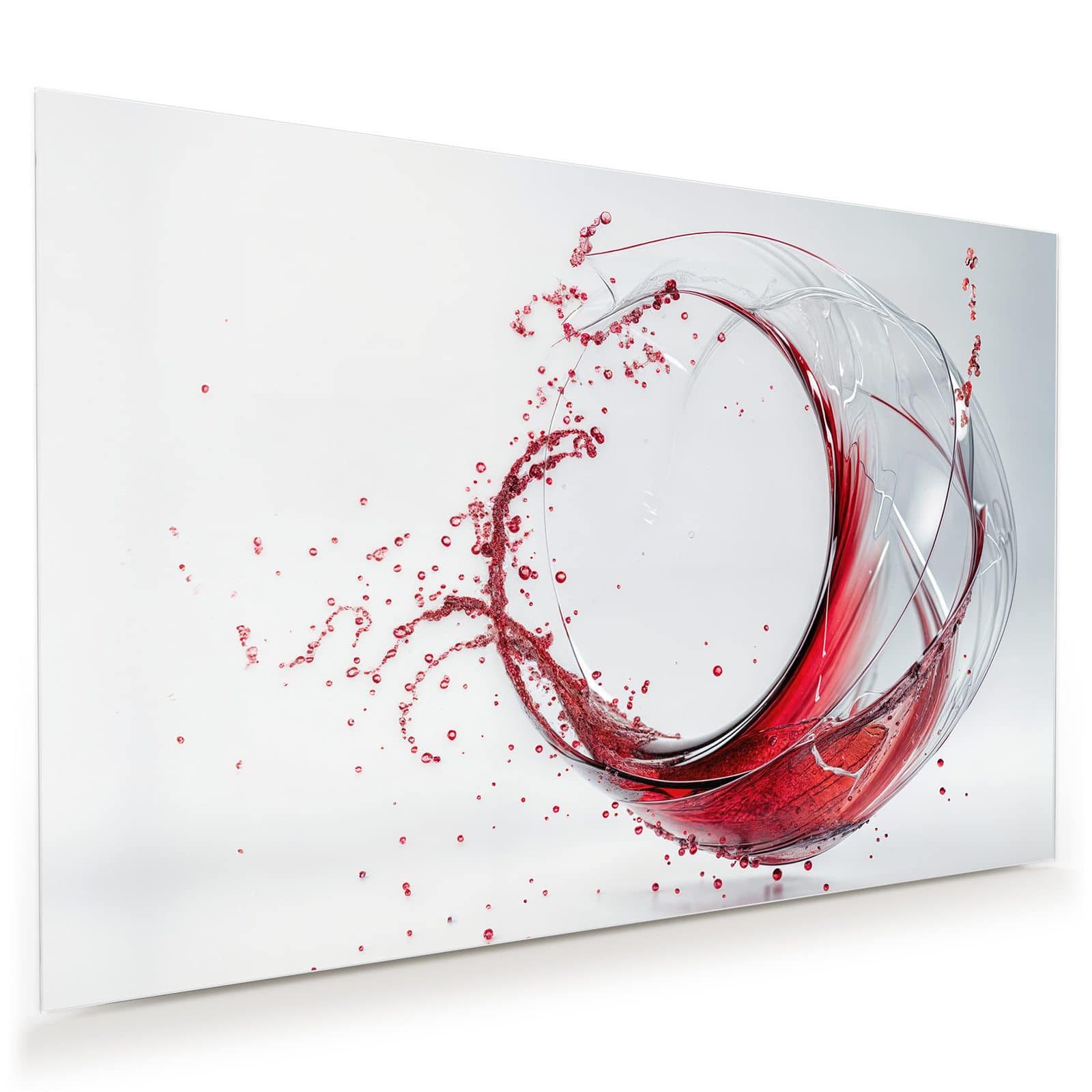 Primedeco Glasbild Wandbild Rotwein Spritzer mit Aufhängung, Getränke (21 verschiedene Größen, 1 St), Elegante Aufhängung