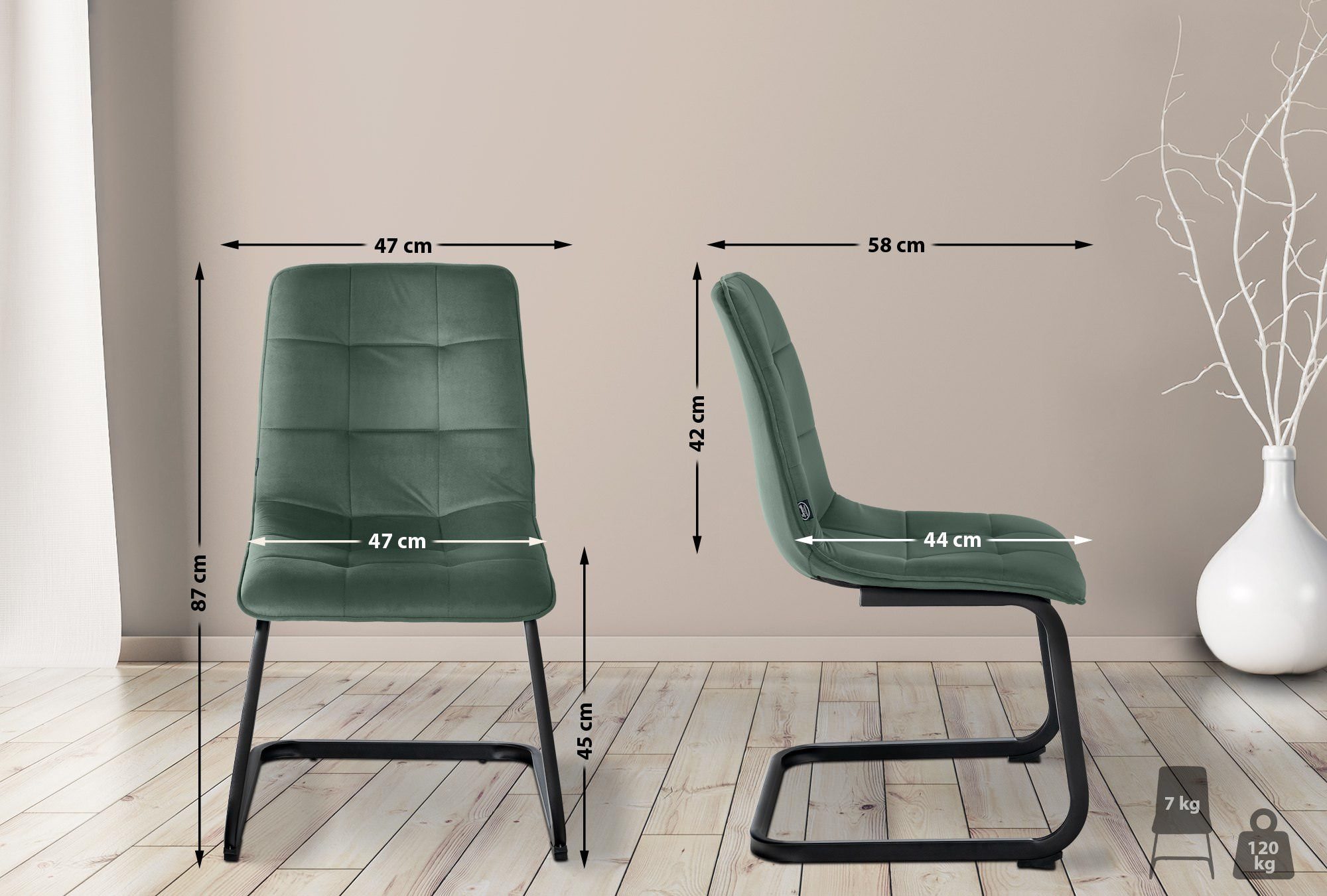 CLP Esszimmerstuhl Vermont (2er Set), Freischwinger günstig online kaufen