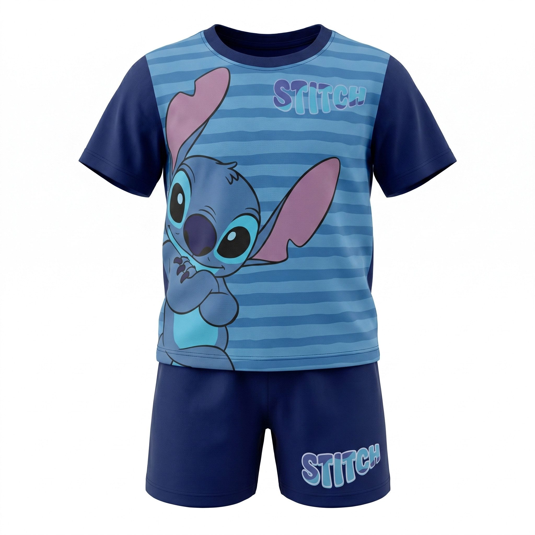 Disney Schlafanzug Disney Stitch Jungen Schlafanzug Pyjama Shirt Shorts (1 tlg) Gr. 98 bis 128 - 100% Baumwolle