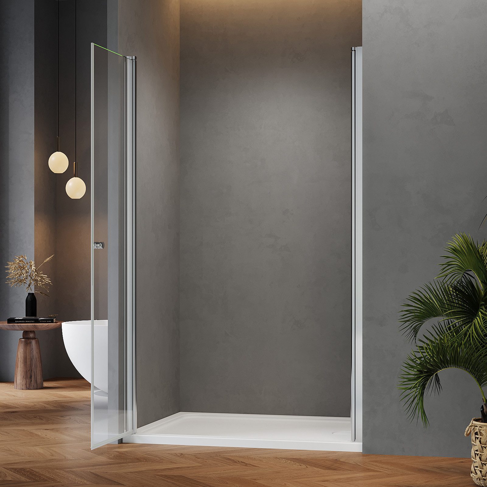 IMPTS Dusch-Drehtür Dusche Nische Duschtür Nischendusche, 70x185 cm, Sicherheitsglas, (Set, mit hochwertigen Aluminiumprofilen in Chrome)