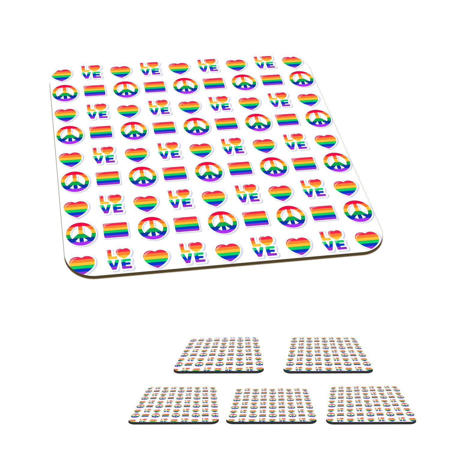MuchoWow Glasuntersetzer Regenbogen - Stolz - Flagge, Zubehör für Gläser, 6-tlg., Glasuntersetzer, Tischuntersetzer, Korkuntersetzer, Untersetzer, Tasse
