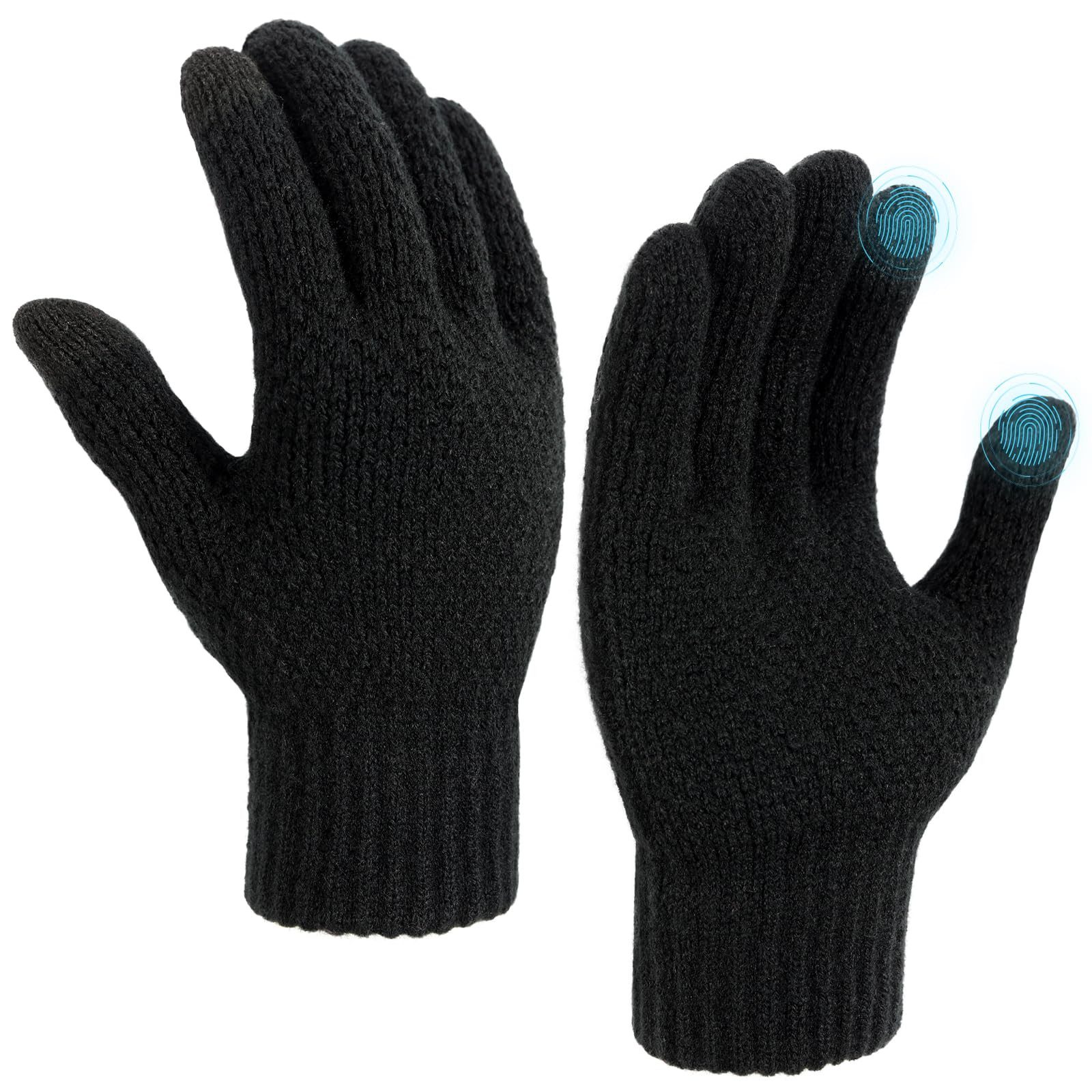 Cachito Strickhandschuhe Unisex Winter Touchscreen-Handschuhe, Strick-Winterhandschuhe, ideal für Laufen, Fahren und Wandern