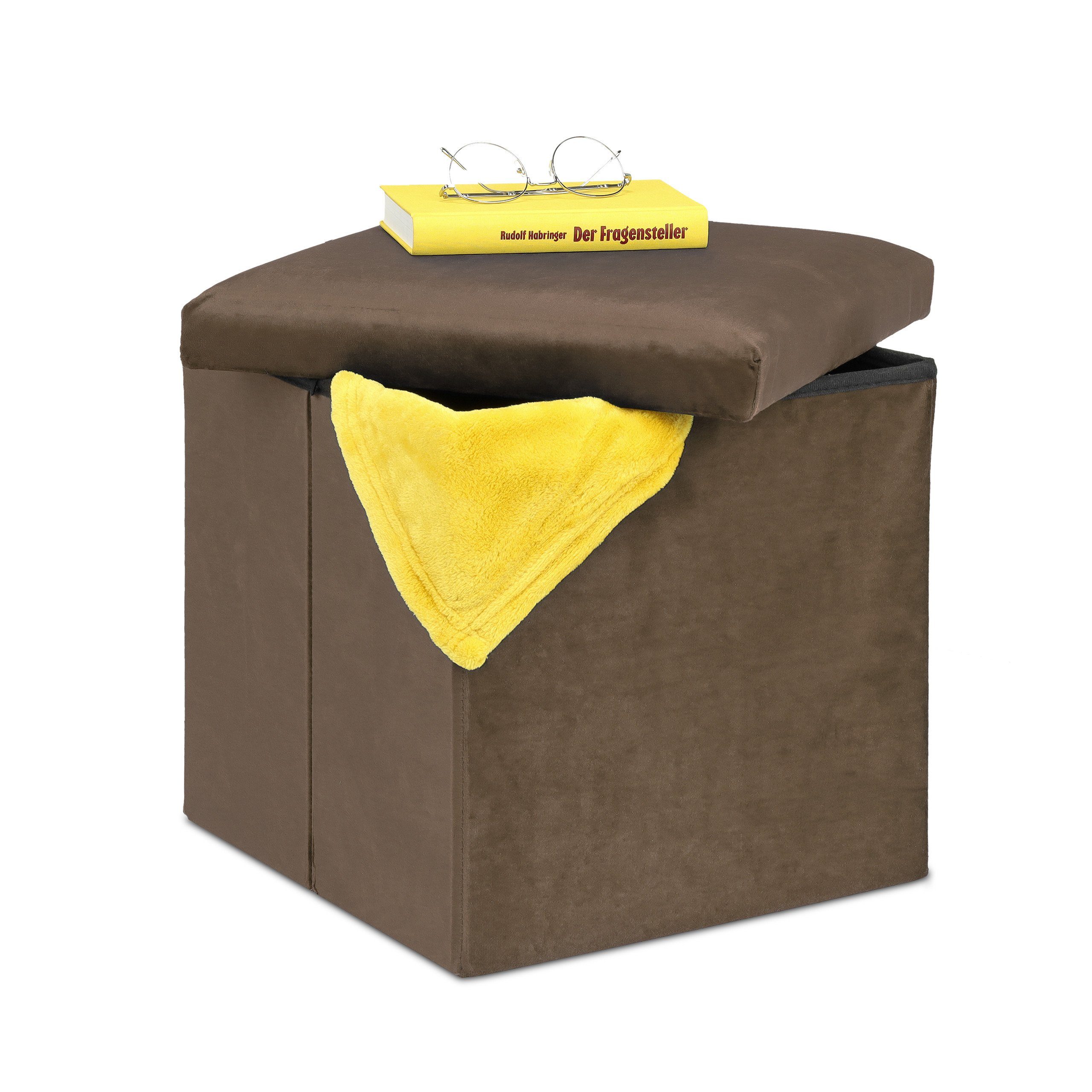 relaxdays Stauraumhocker Sitzhocker mit Stauraum, Braun günstig online kaufen