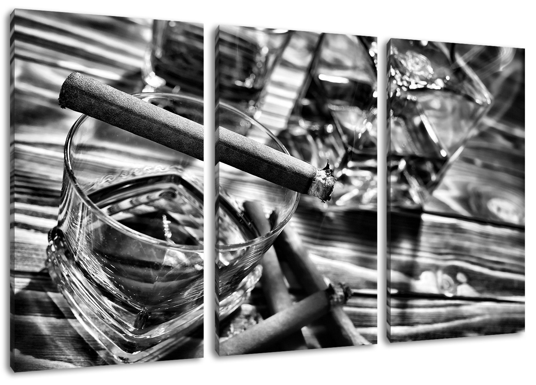 Leinwandbild Edler Whiskey mit Zigarre