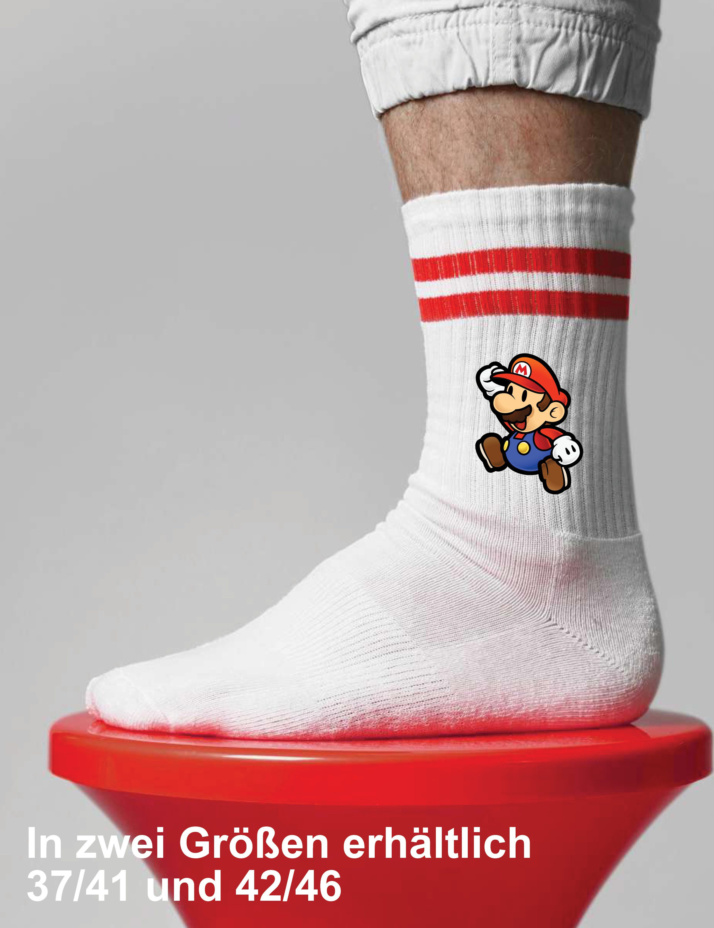 Youth Designz Tennissocken Mario Unisex Socken Geschenk mit verstärkter Verse und Zehenbereich