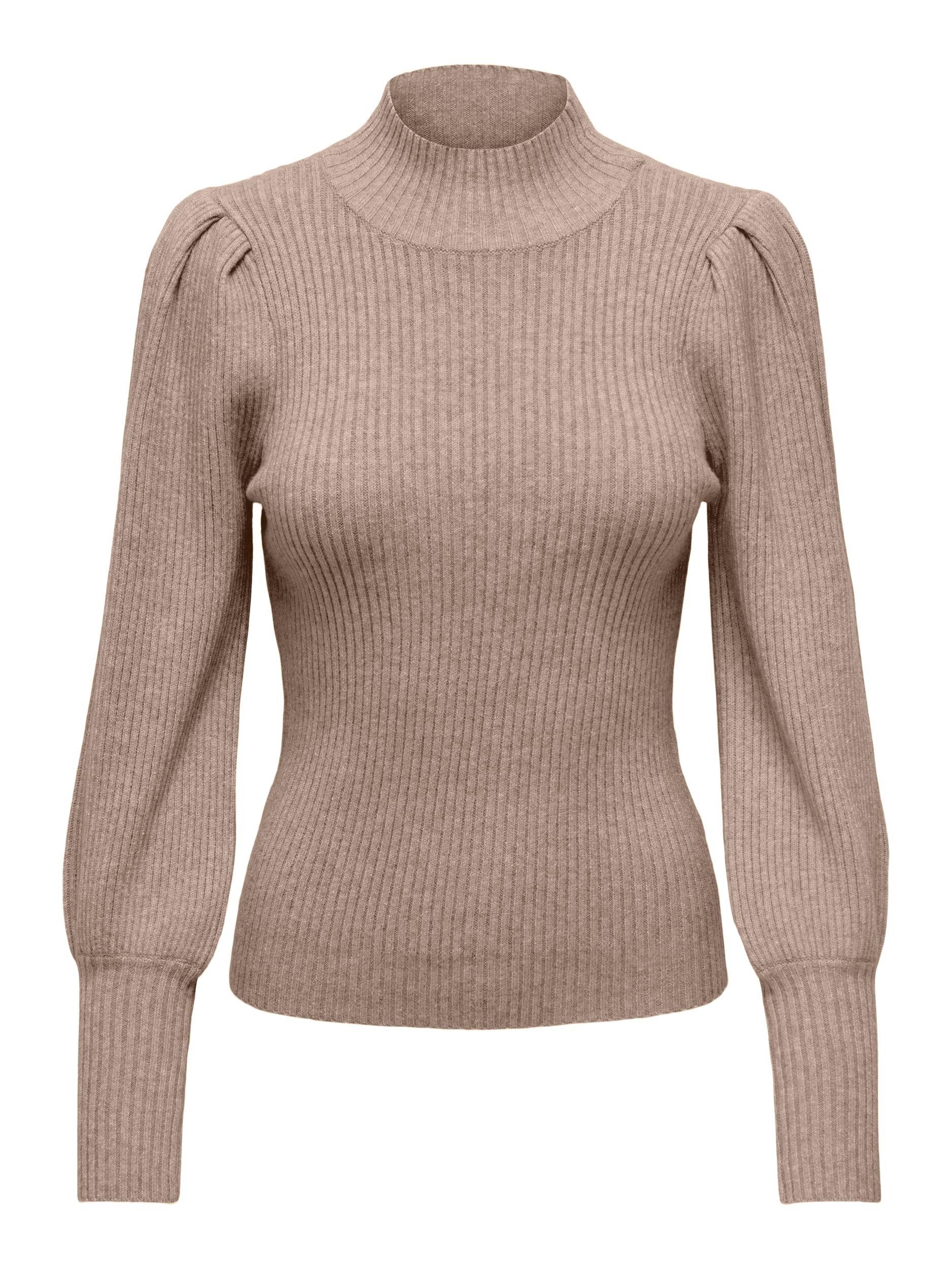 PULLOVER ONLKATIA ONLY HIGHNECK NOOS Meringue KNT Strickpullover Mocha MELANGE Detail:W. L/S