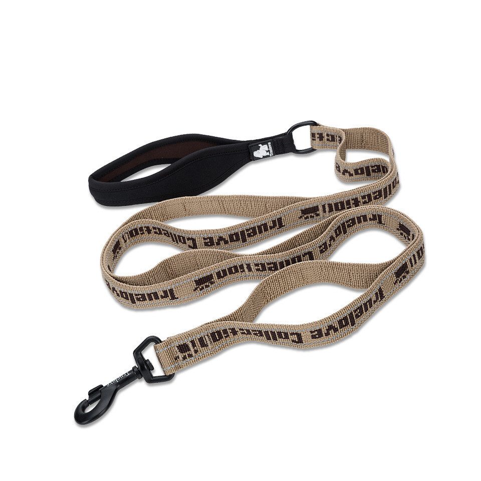 Truelove Hundeleine Nylon Leine mit Neopren unterlegtem Griff braun