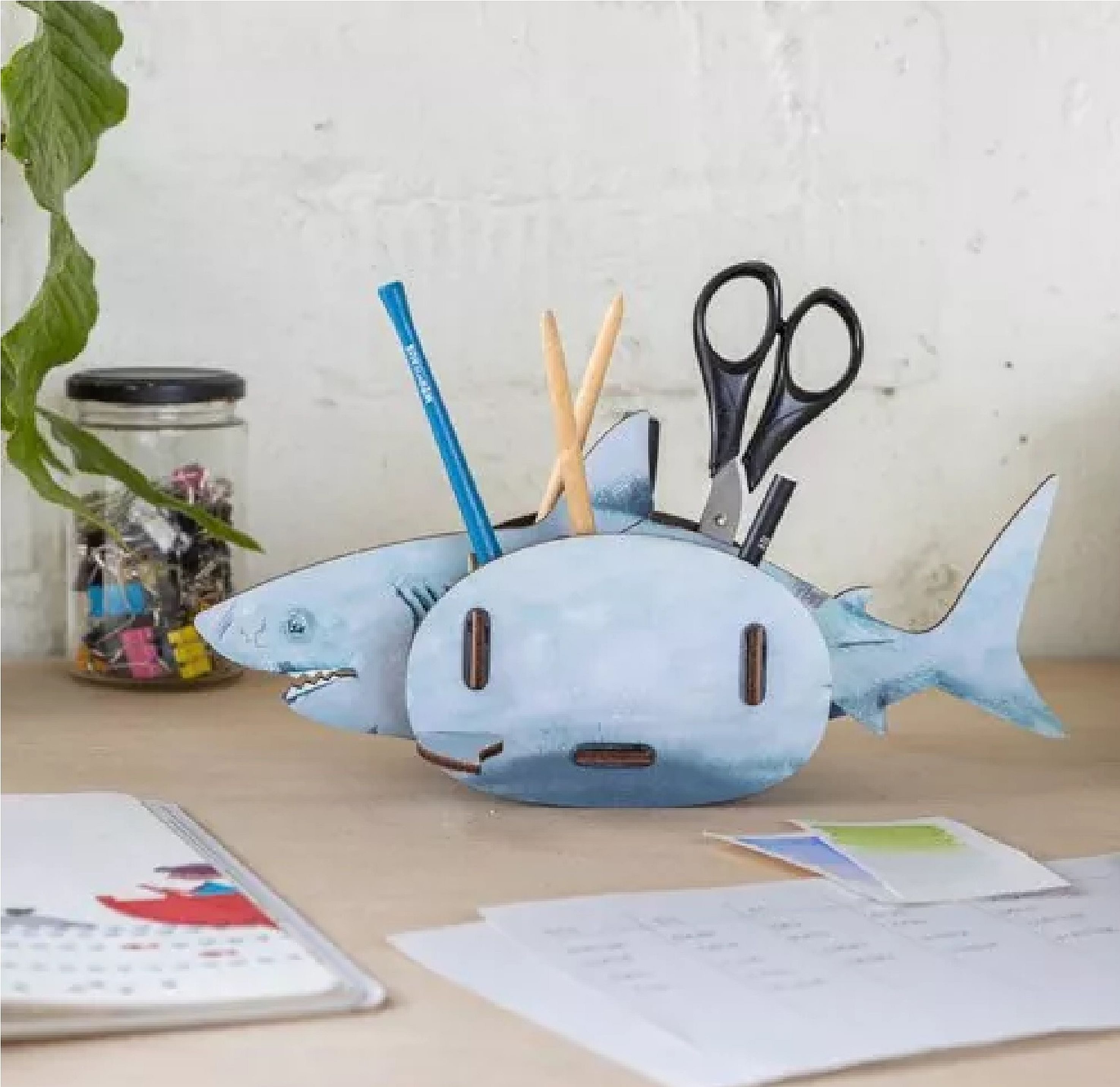 WERKHAUS® Aufbewahrungsbox Werkhaus - Stiftebox "Hai" Stiftehalter Stifteköcher Hai Fisch WE2071